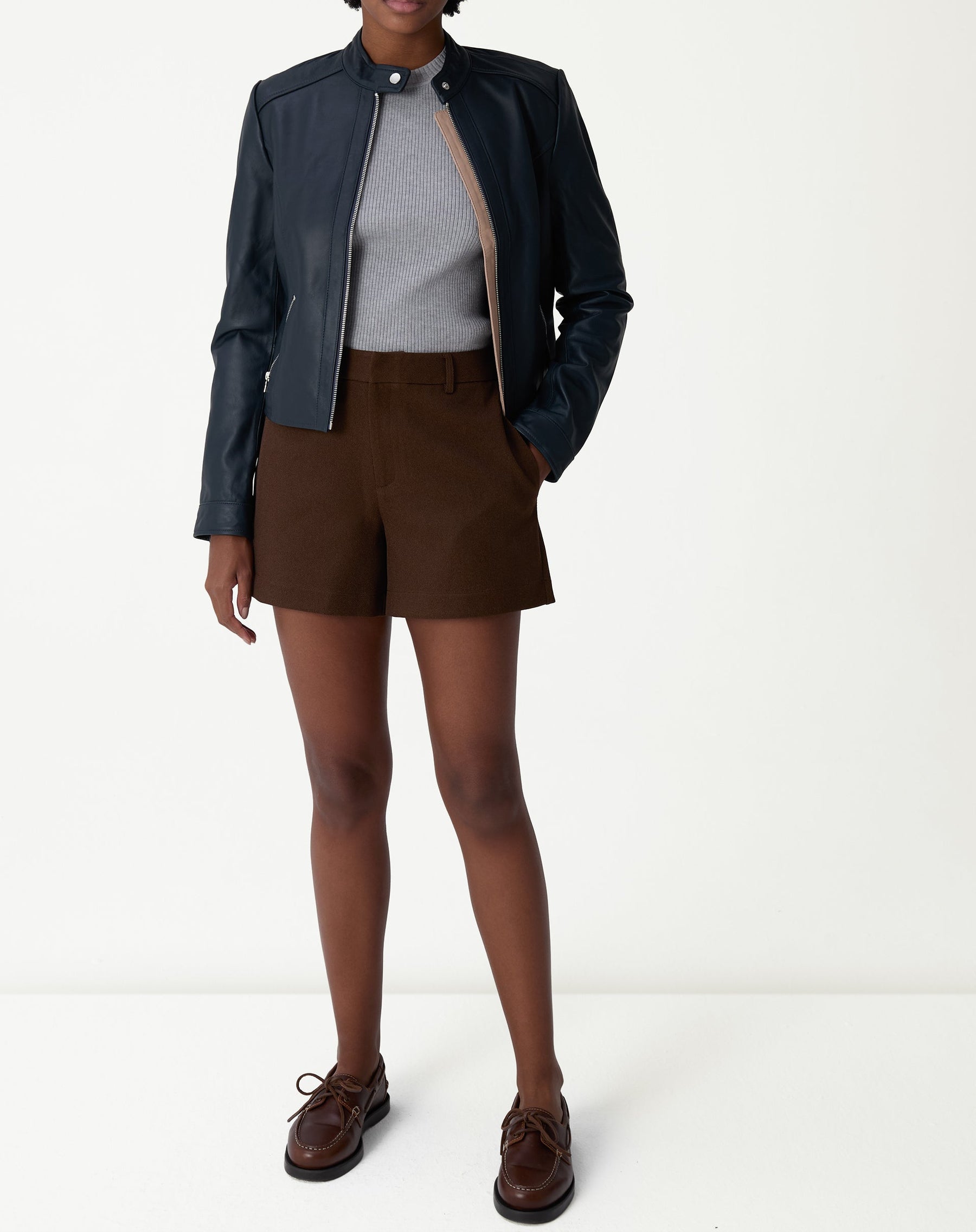 Jaqueta Couro Pelica Essential - Azul Marinho