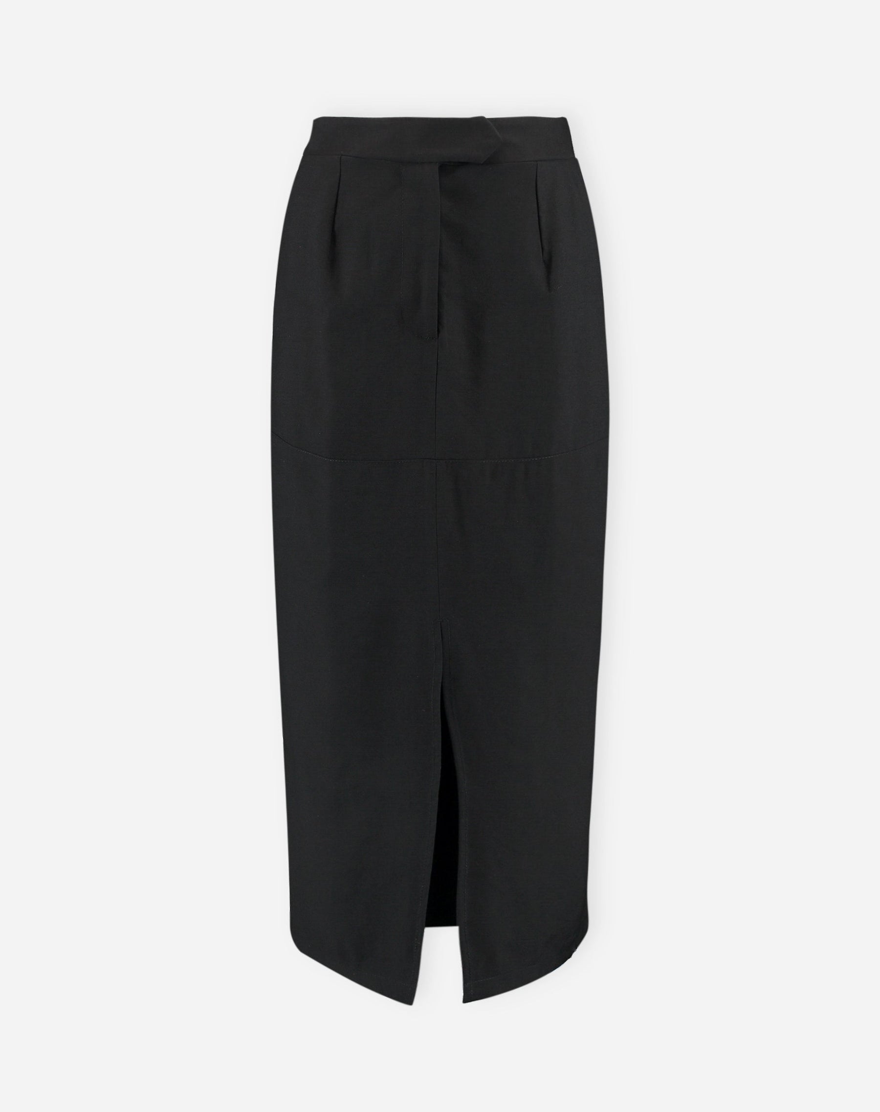 SAIA MIDI COM FENDA FRONTAL ALFAIATARIA - PRETO