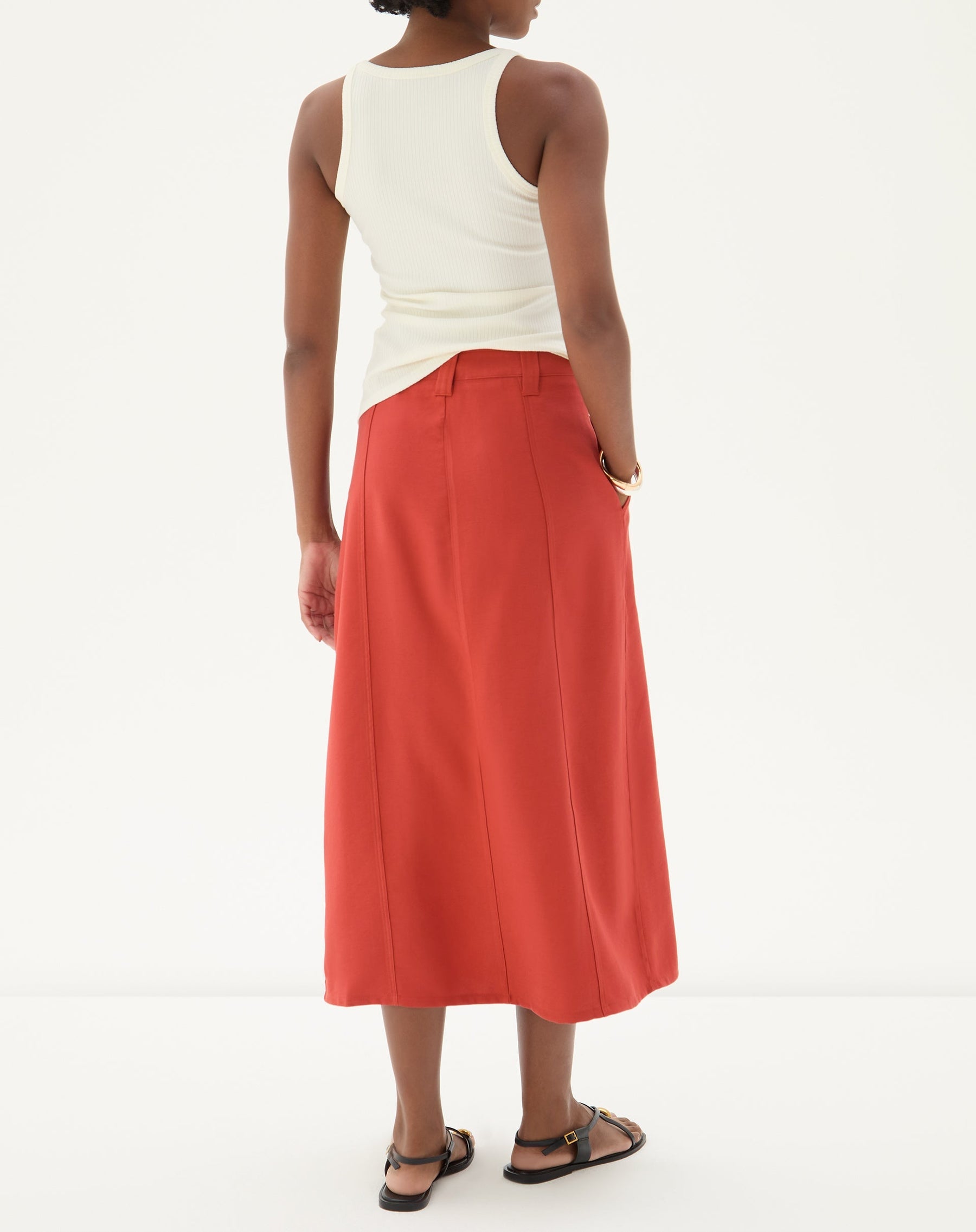 SAIA MIDI COM FENDA DE ALFAIATARIA - MARROM