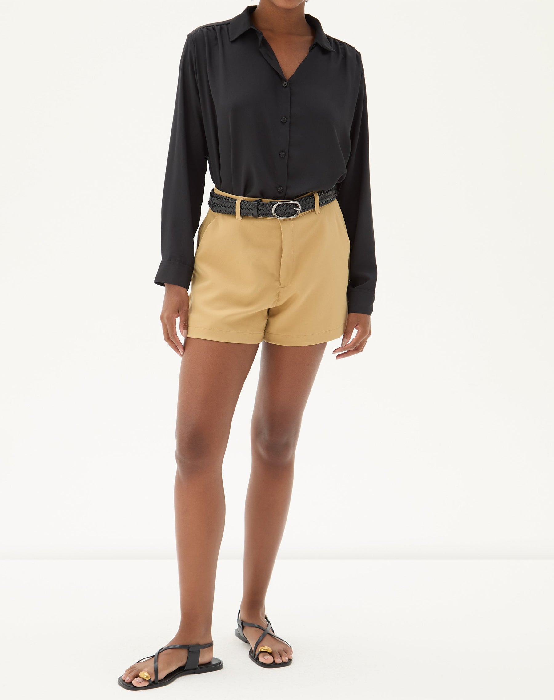 CAMISA MANGA LONGA BARRA RETA - PRETO