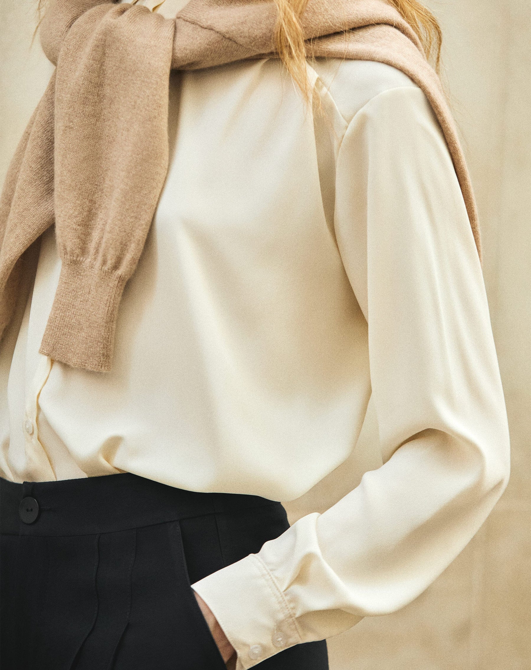 CAMISA MANGA LONGA BARRA RETA - OFF-WHITE