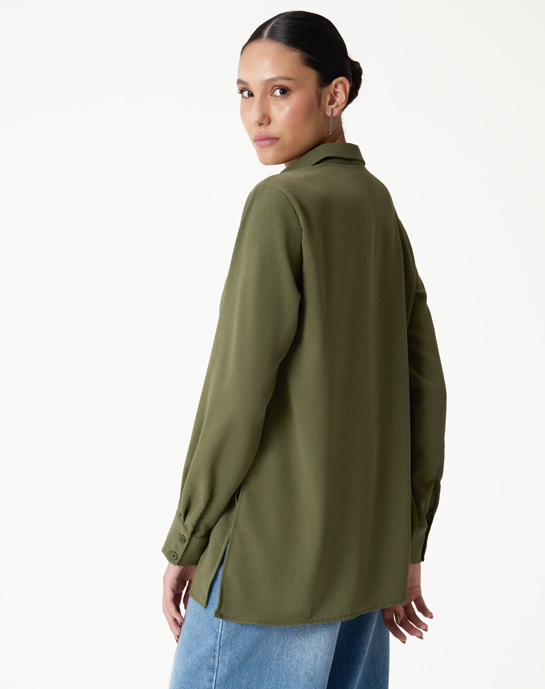 CAMISA MANGA LONGA BARRA RETA - VERDE