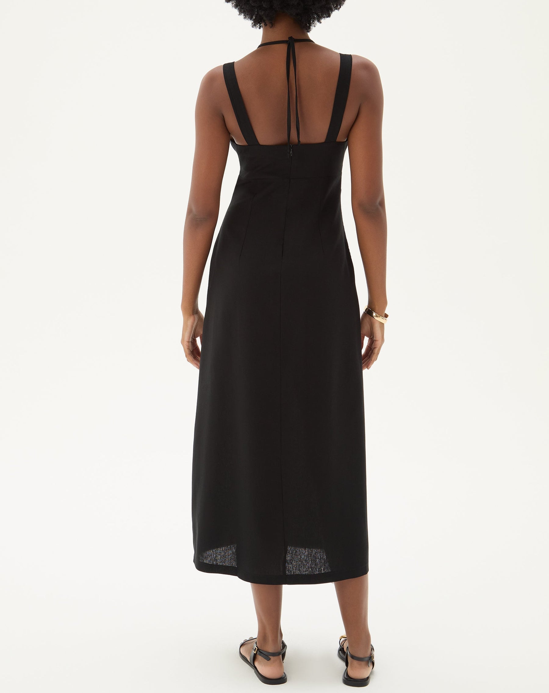 VESTIDO LONGO COM FENDA - PRETO