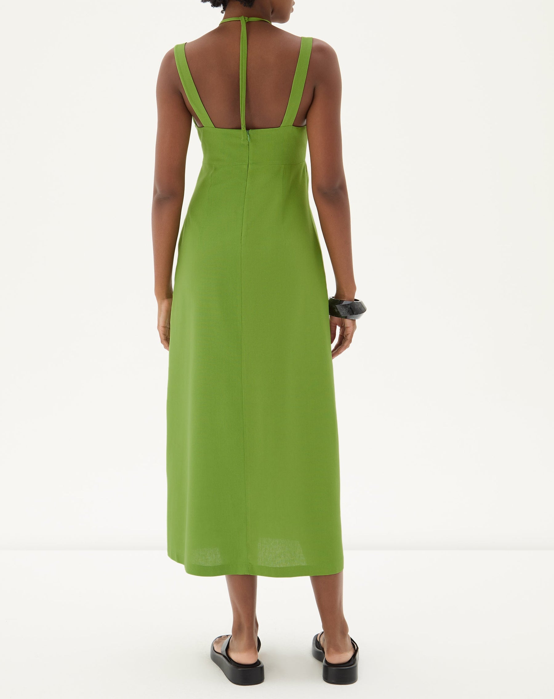 VESTIDO LONGO COM FENDA - VERDE