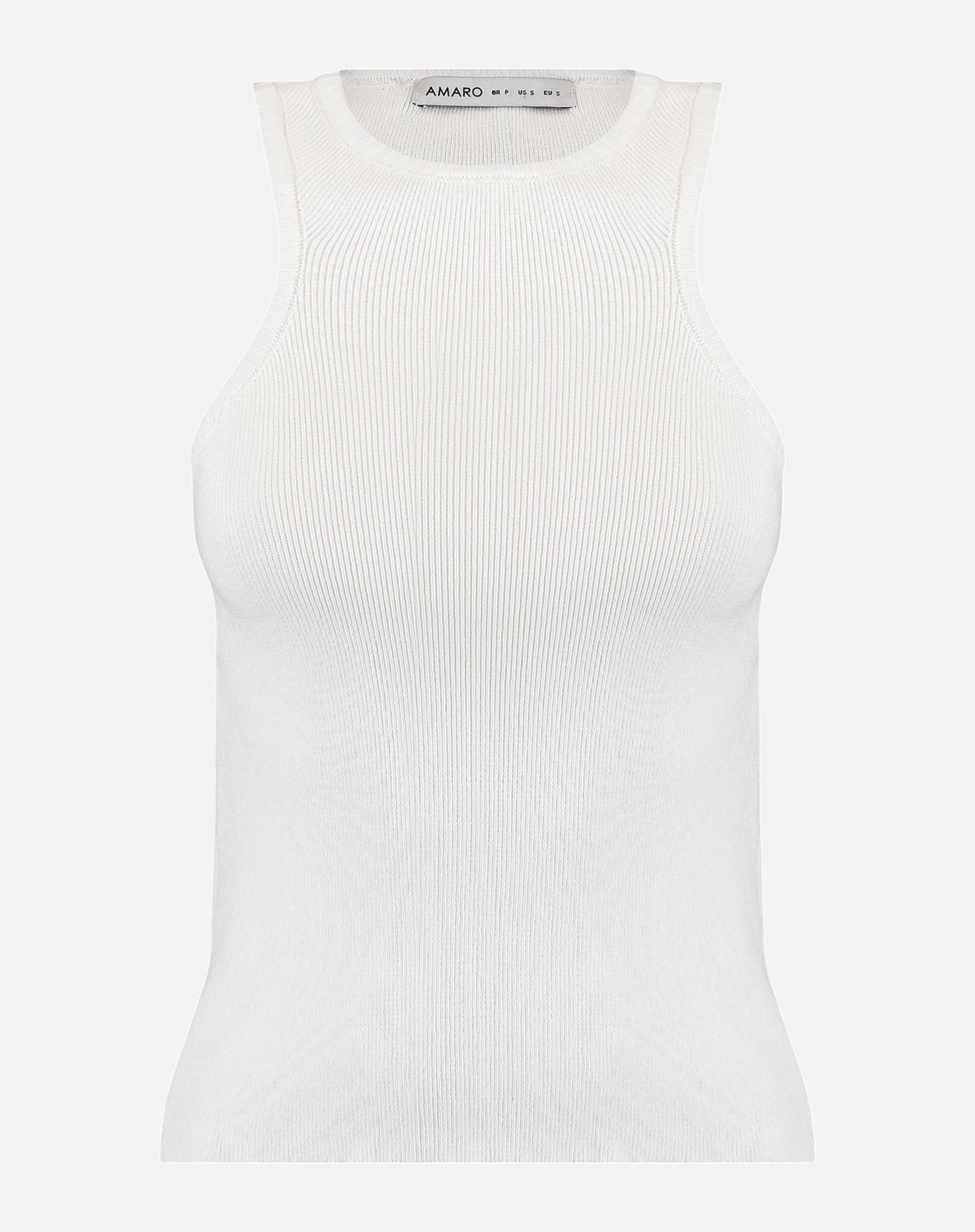 Blusa com Decote Halter de Tricot - Off-white