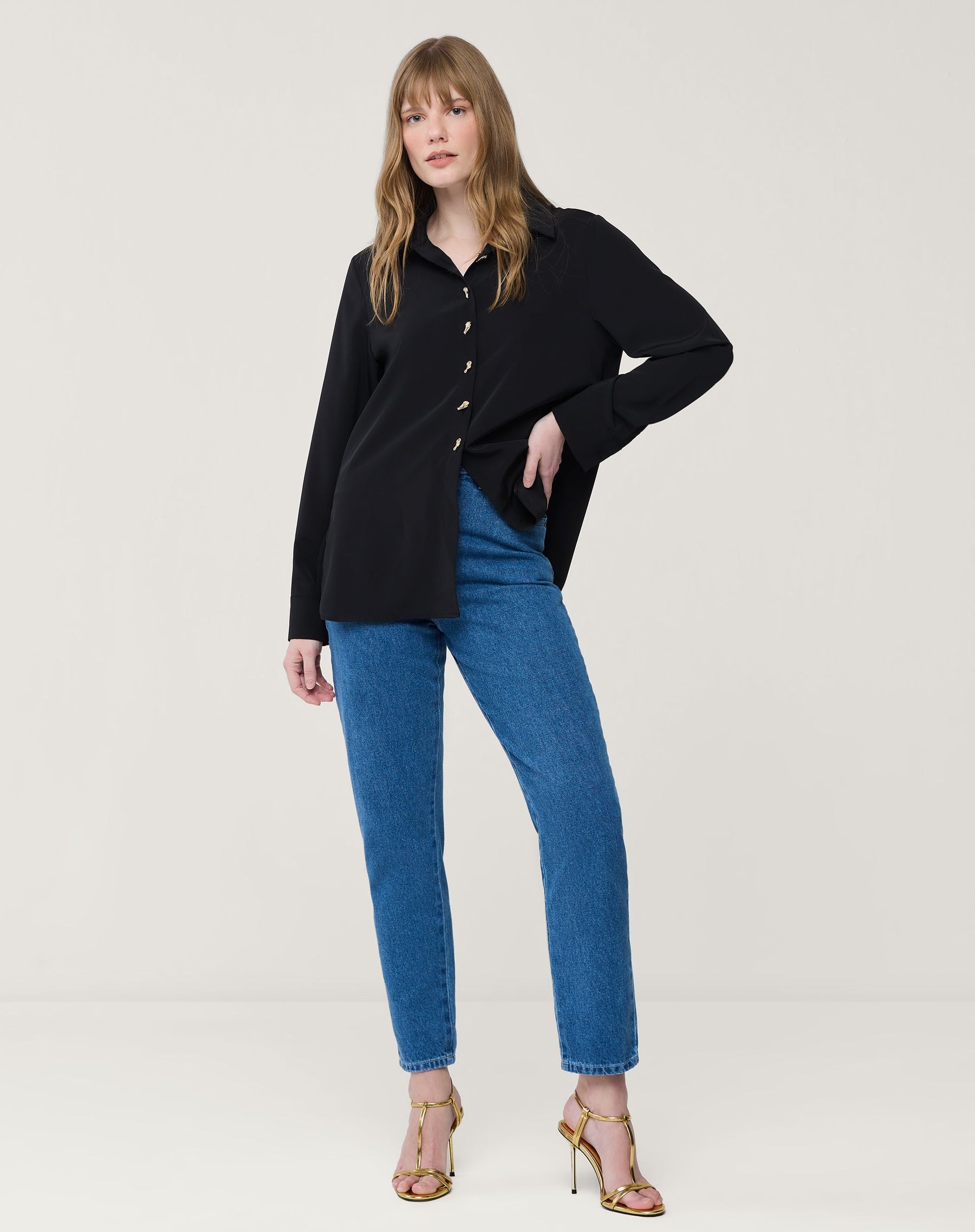 CALÇA JEANS SLIM CINTURA ALTA - AZUL CLARO