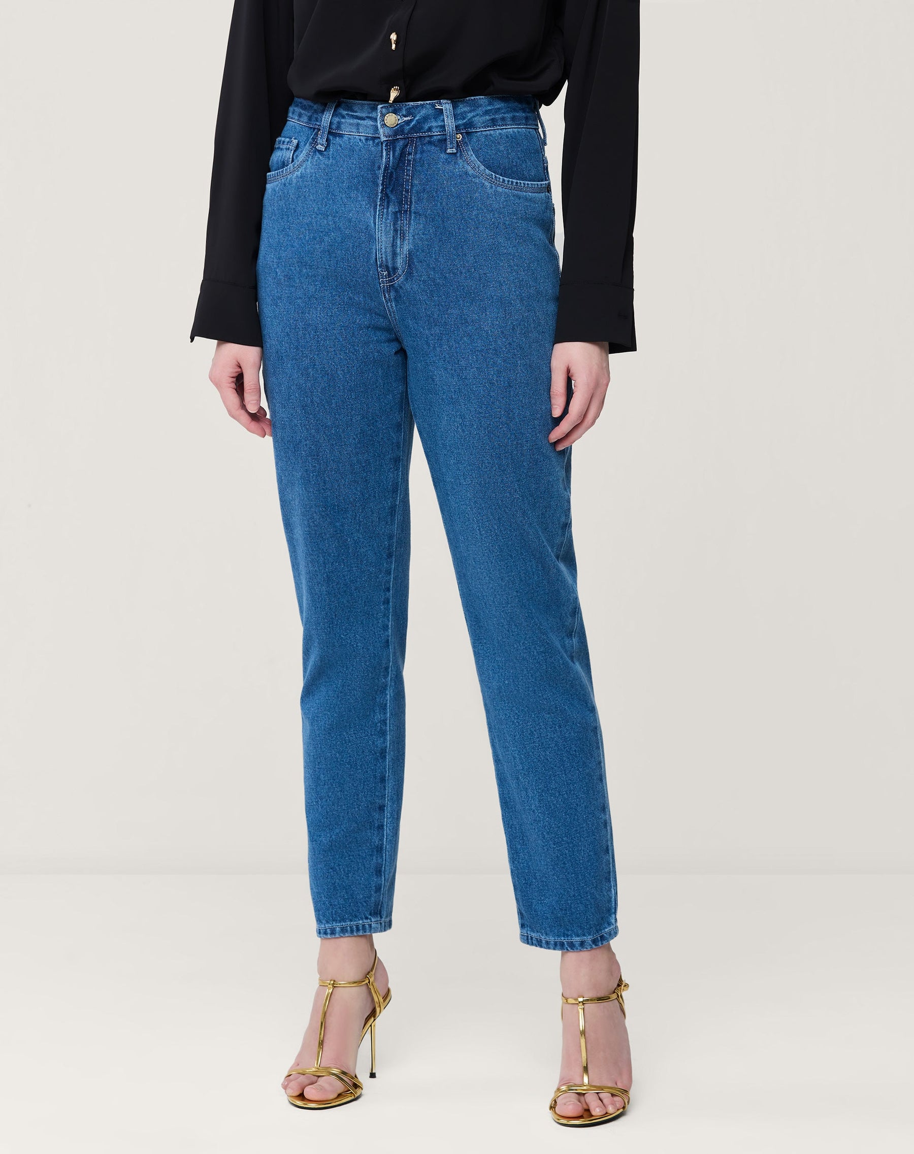 CALÇA JEANS SLIM CINTURA ALTA - AZUL CLARO