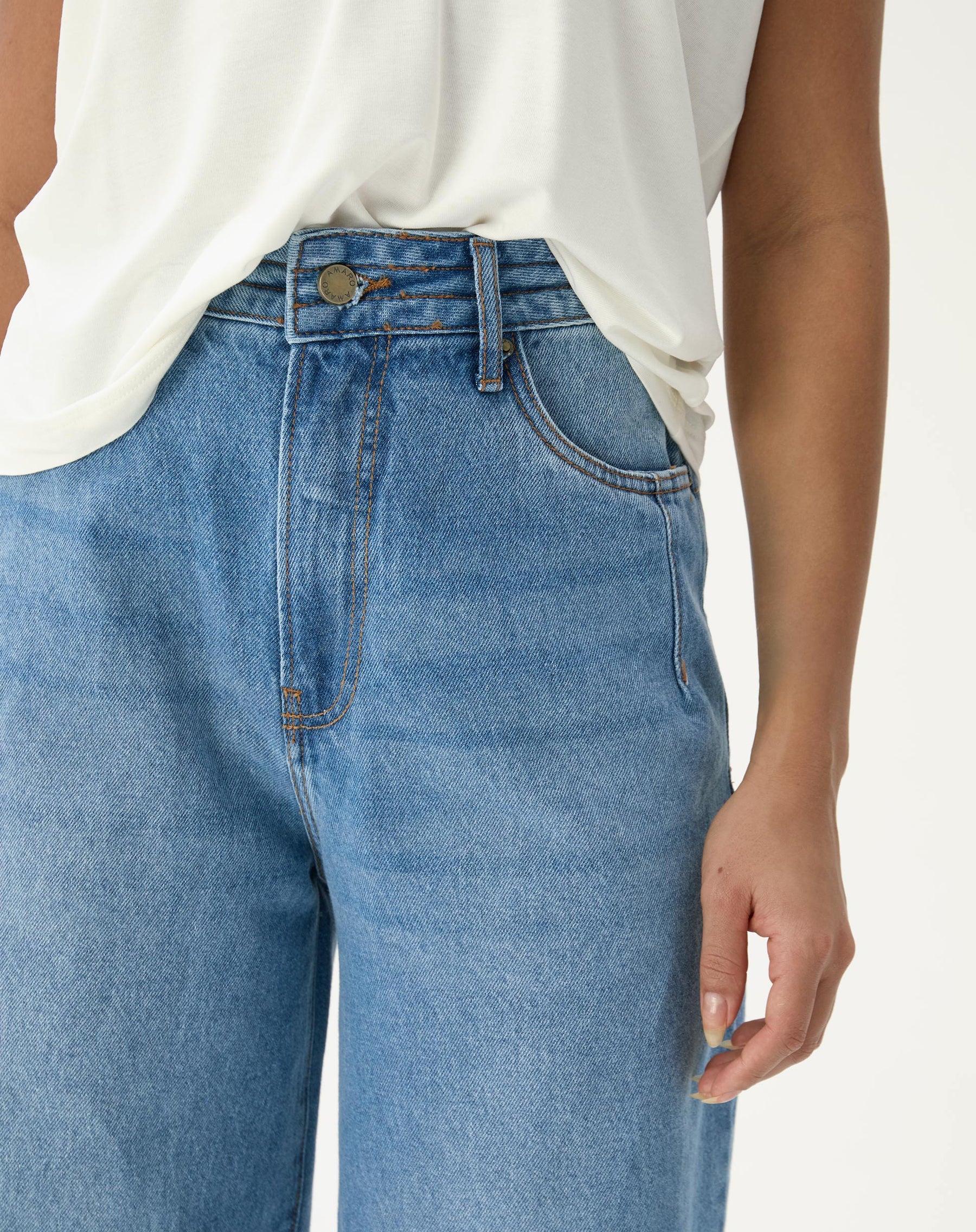 CALÇA JEANS WIDE CINTURA ALTA - AZUL CLARO