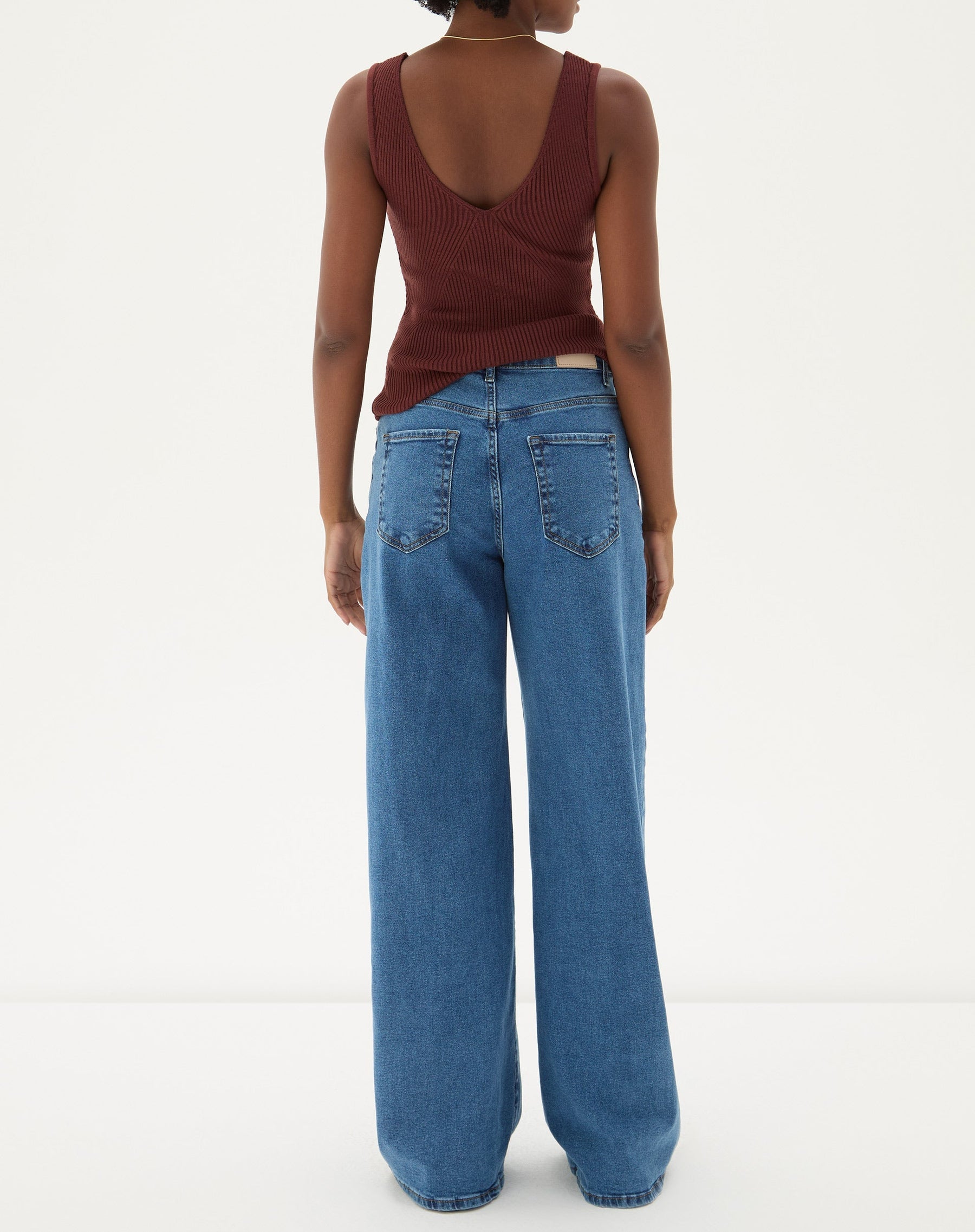 CALÇA JEANS WIDE LEG CINTURA ALTA - AZUL MÉDIO
