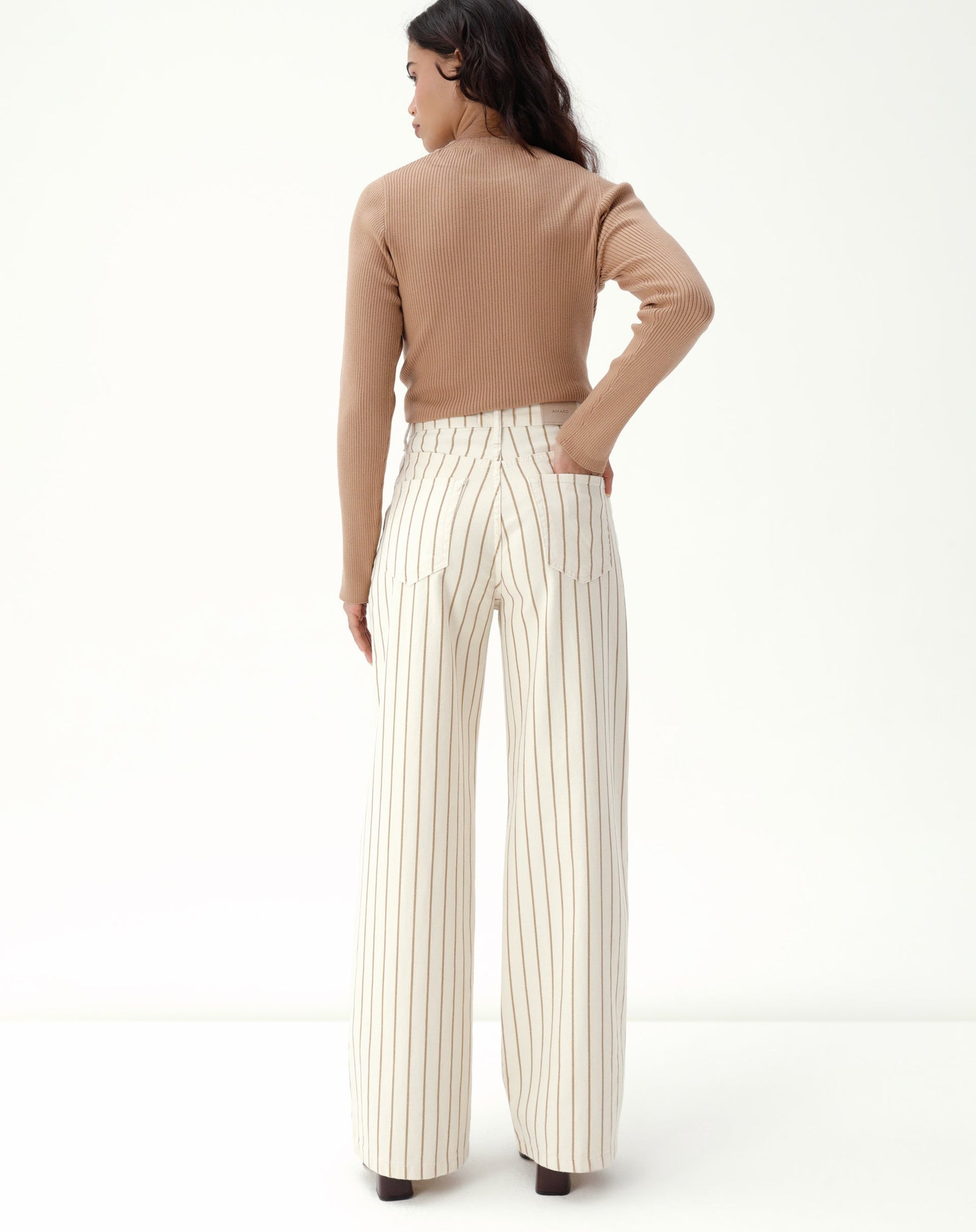 CALÇA WIDE LEG SARJA - BEGE