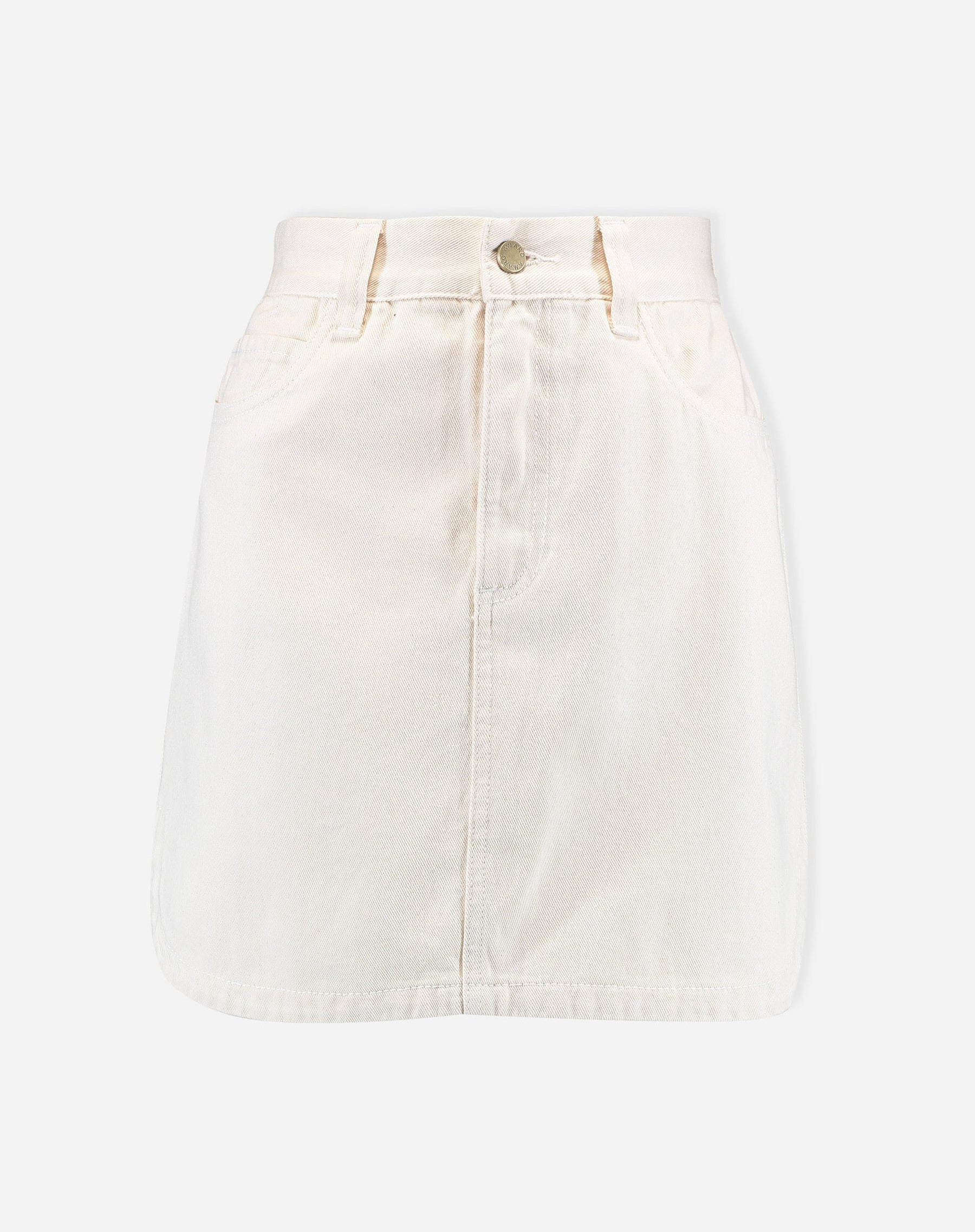Saia Curta Jeans com Desnivel Barra - Off-white