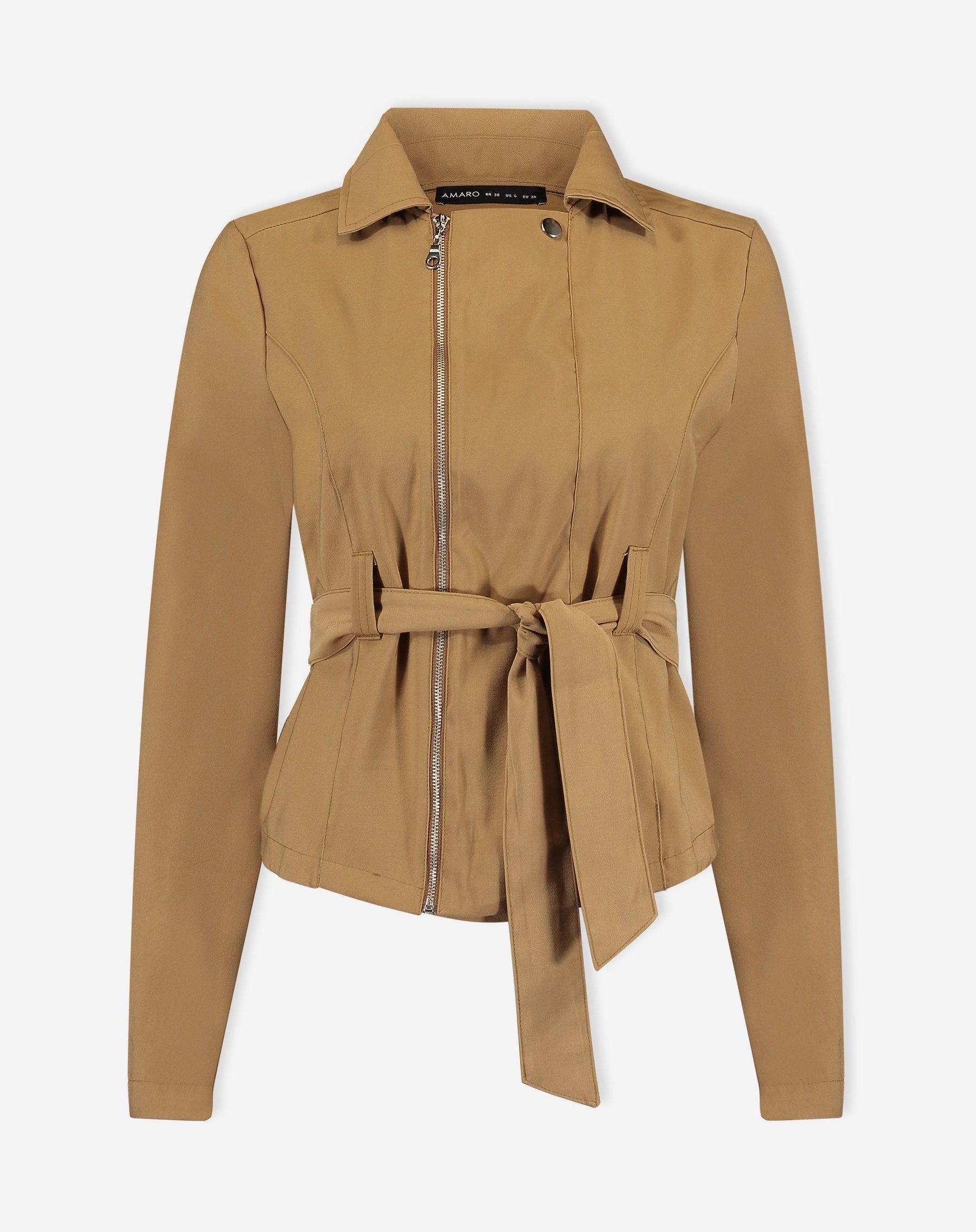 JAQUETA COM AMARRAÇÃO DE ALFAIATARIA - MARROM