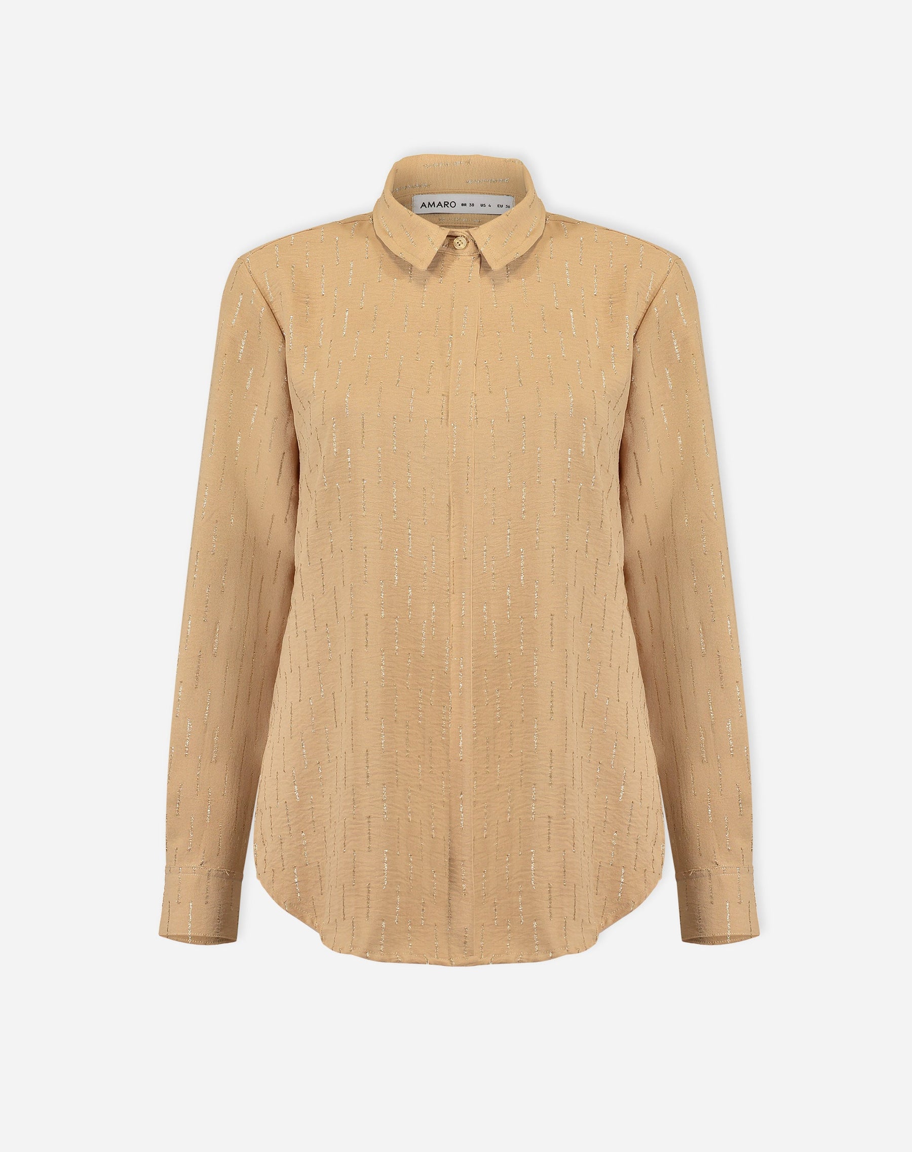 CAMISA MANGA LONGA BARRA ARREDONDADA - AREIA