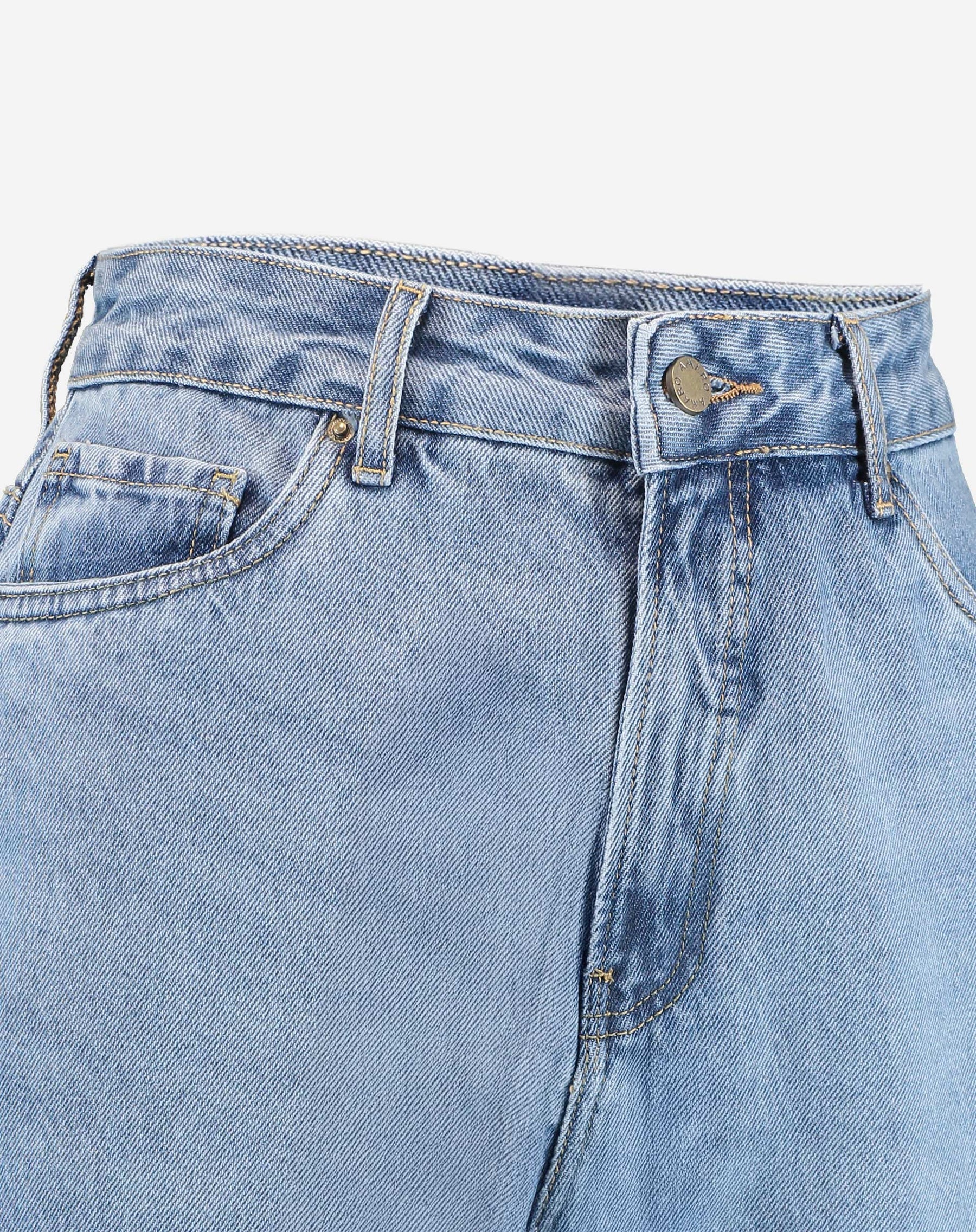 Calça Jeans Reta Cintura Alta - Azul Médio