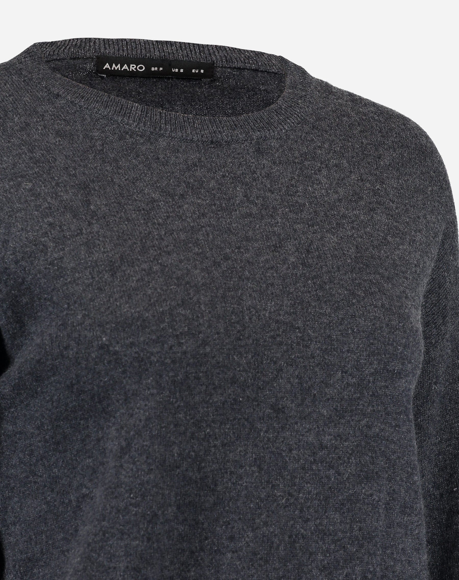 SUÉTER GOLA CARECA DE CASHMERE - CINZA MESCLA ESCURO