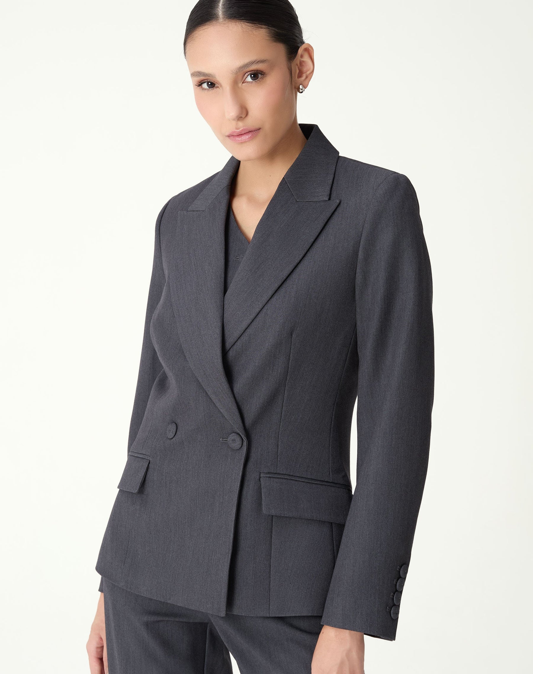 BLAZER SLIM ABOTOAMENTO DUPLO ALFAIATARIA - CINZA