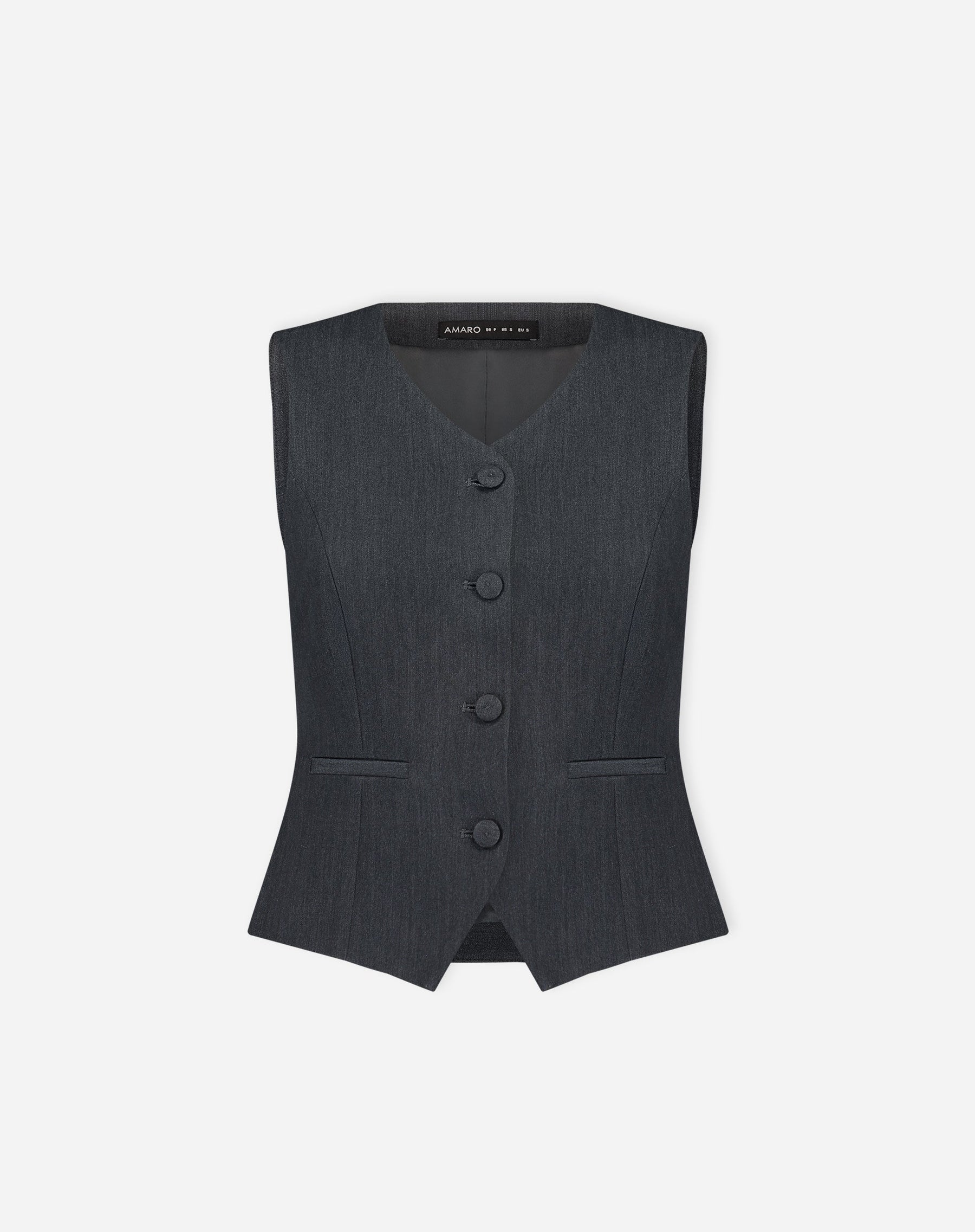 COLETE SLIM COM BOTÃO FORRADO ALFAIATARIA - CINZA