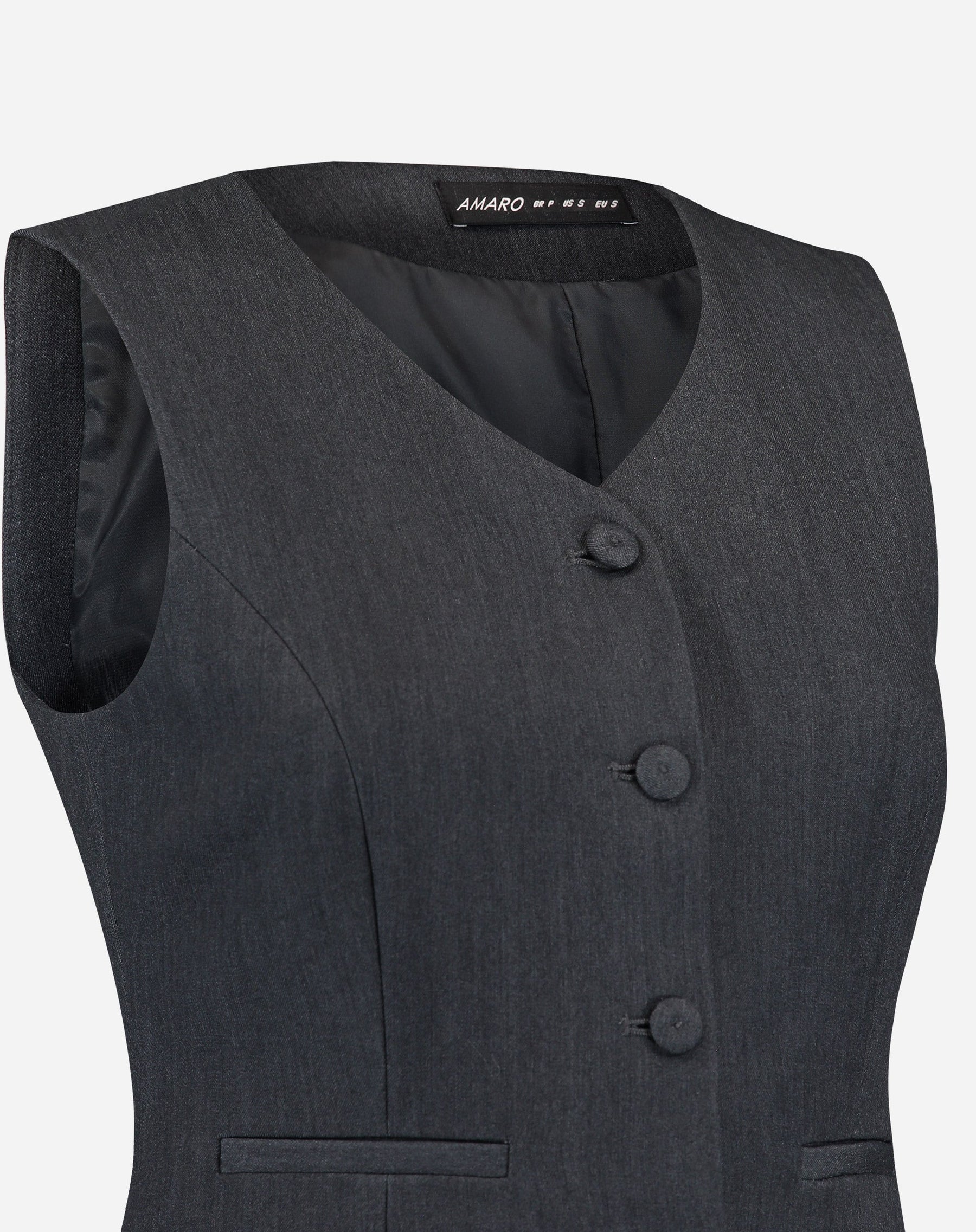 COLETE SLIM COM BOTÃO FORRADO ALFAIATARIA - CINZA