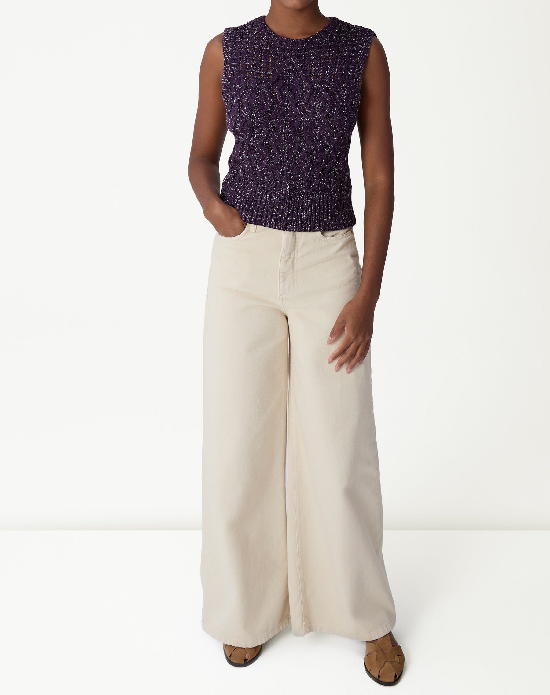 REGATA TRICOT PONTO DIFERENCIADO - ROXO