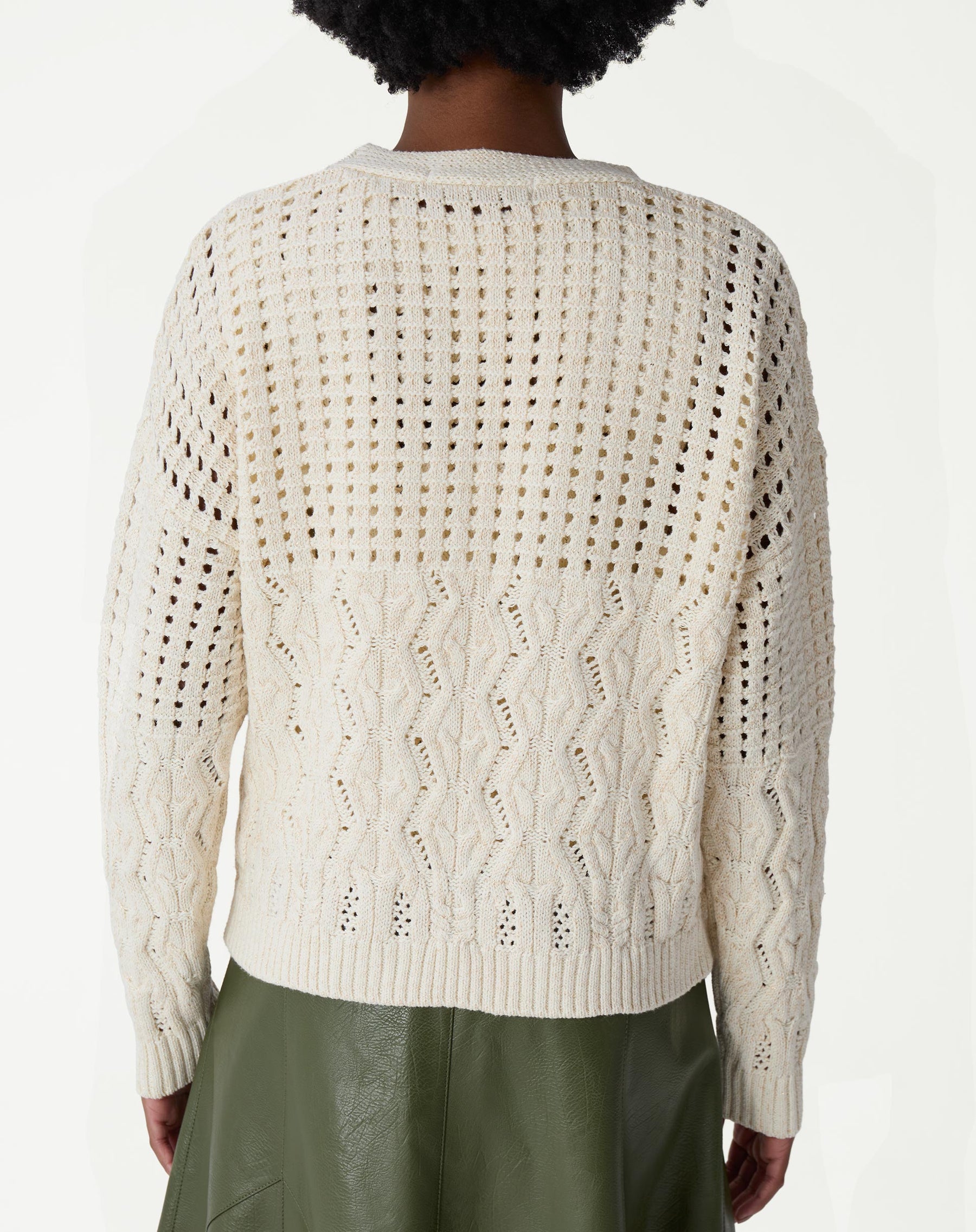 CARDIGAN TRICOT PONTO DIFERENCIADO - BEGE