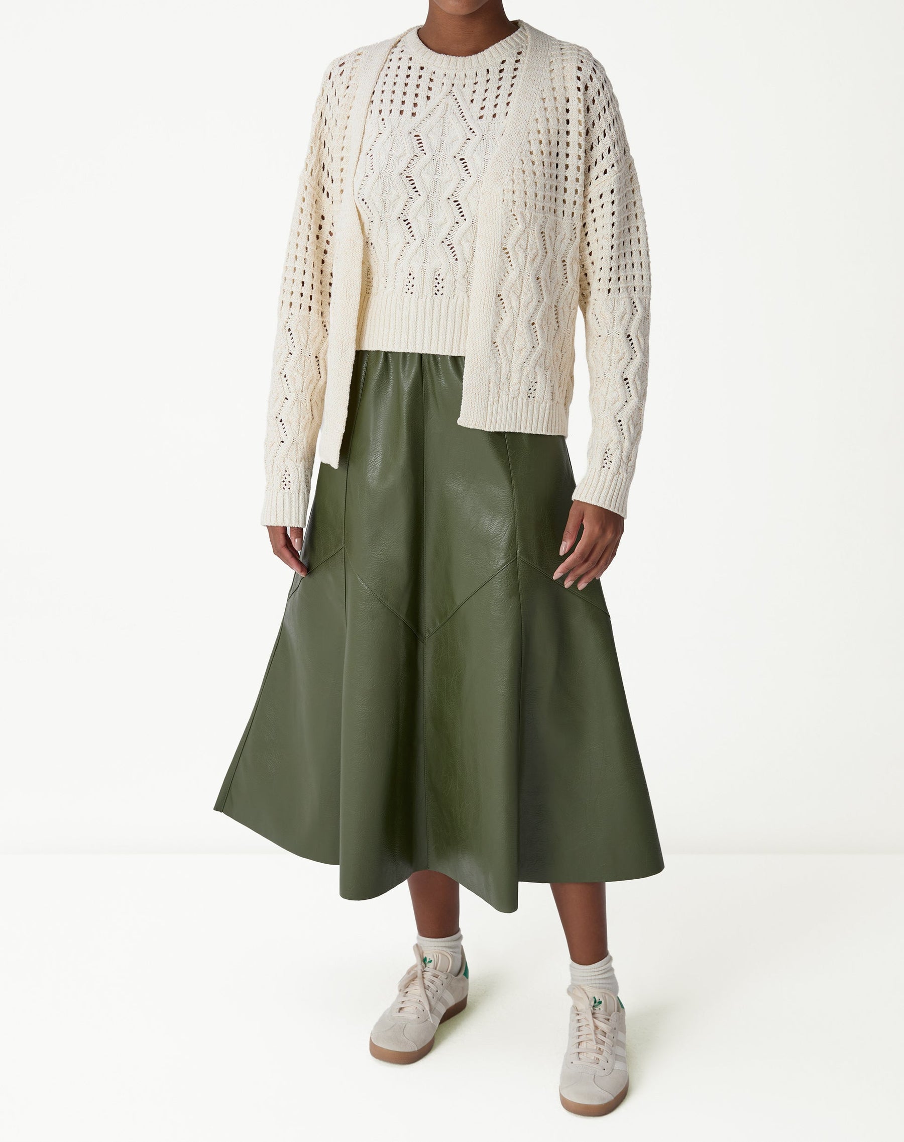 CARDIGAN TRICOT PONTO DIFERENCIADO - BEGE