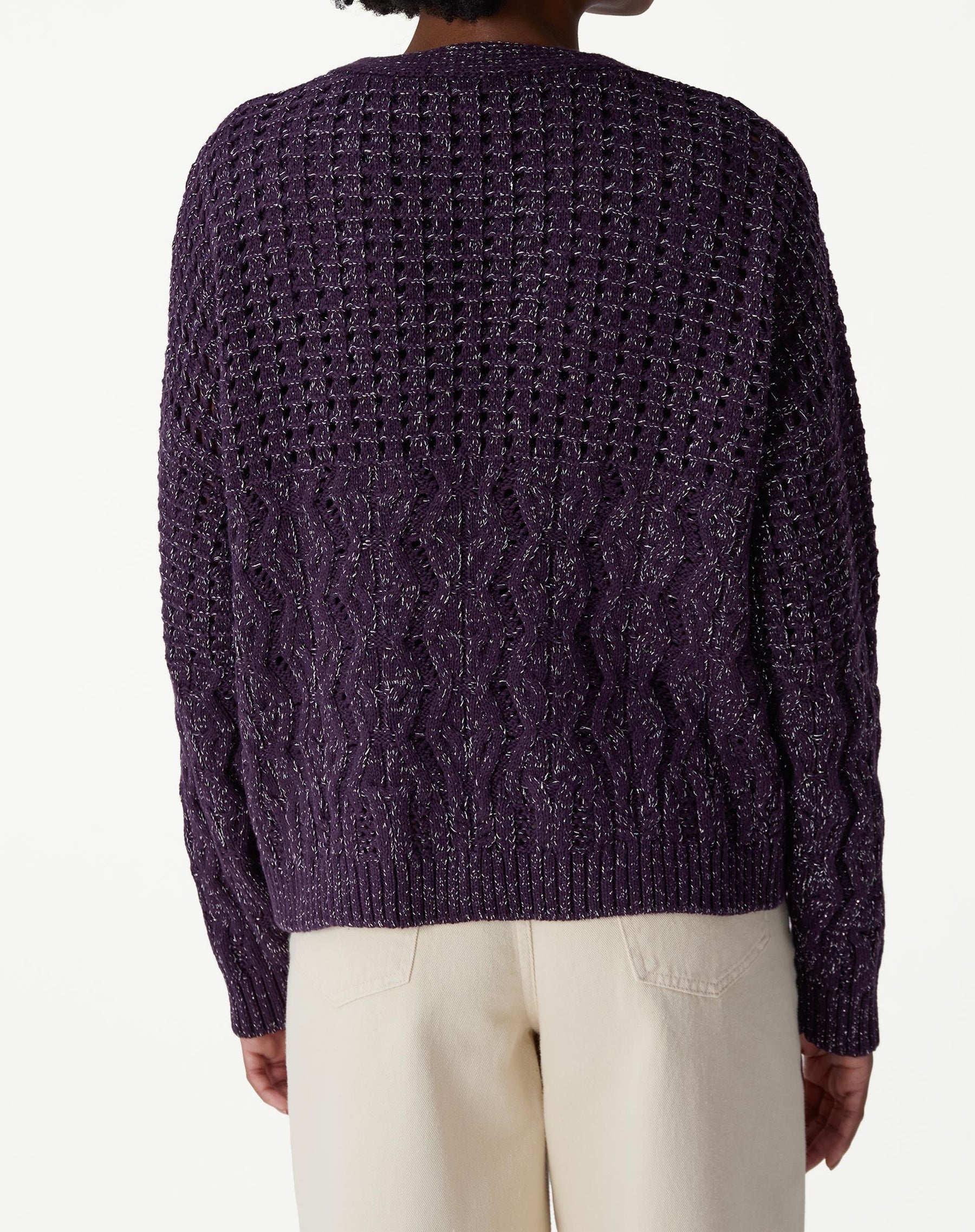 CARDIGAN TRICOT PONTO DIFERENCIADO - ROXO