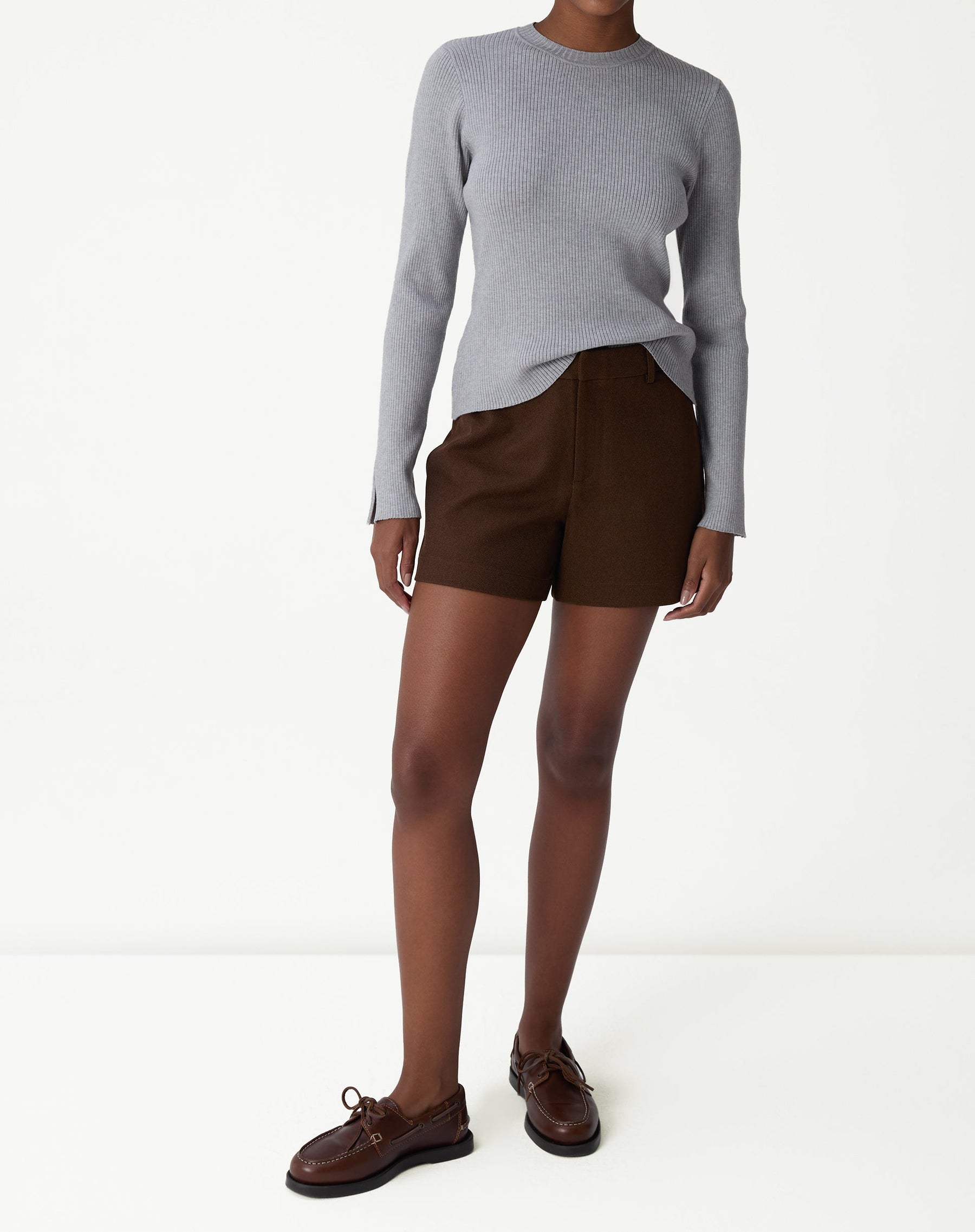 SUÉTER TRICOT GOLA CARECA - CINZA MESCLA