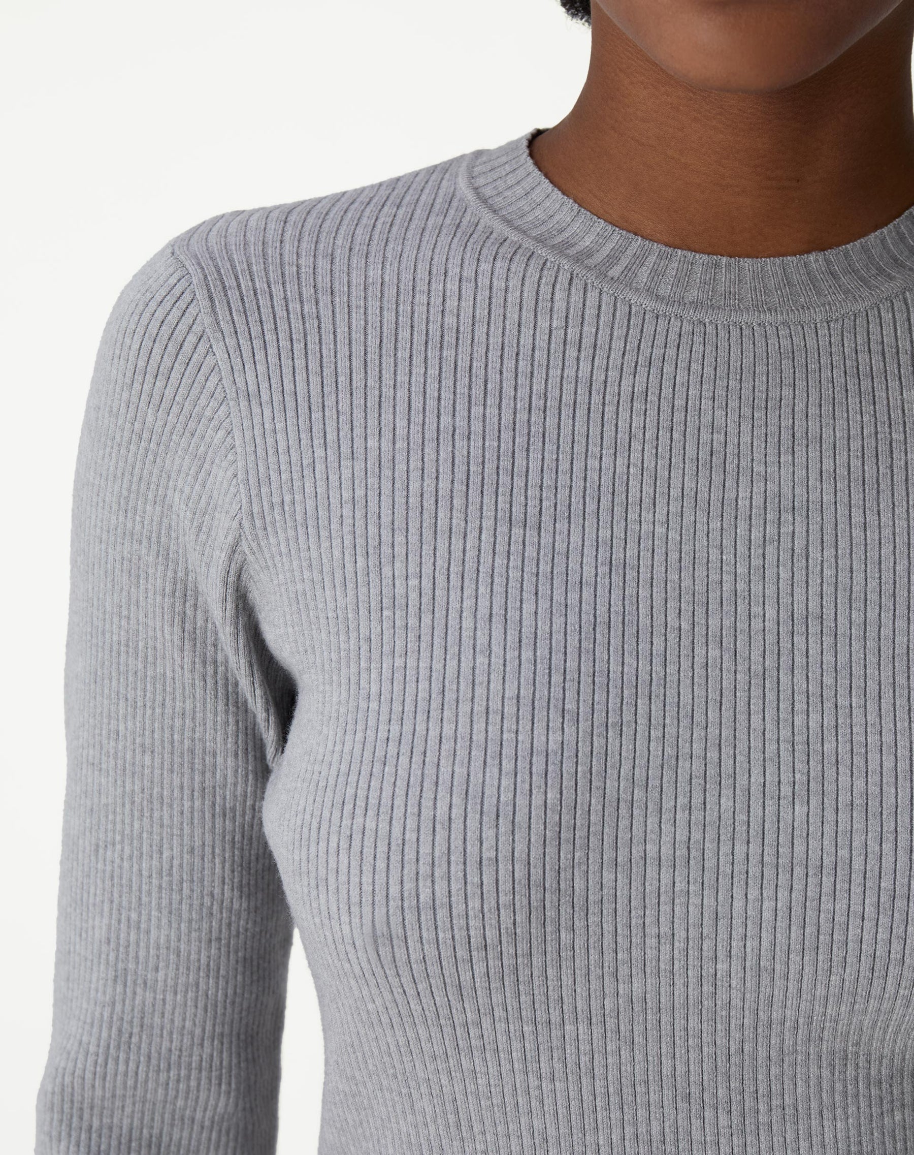 SUÉTER TRICOT GOLA CARECA - CINZA MESCLA