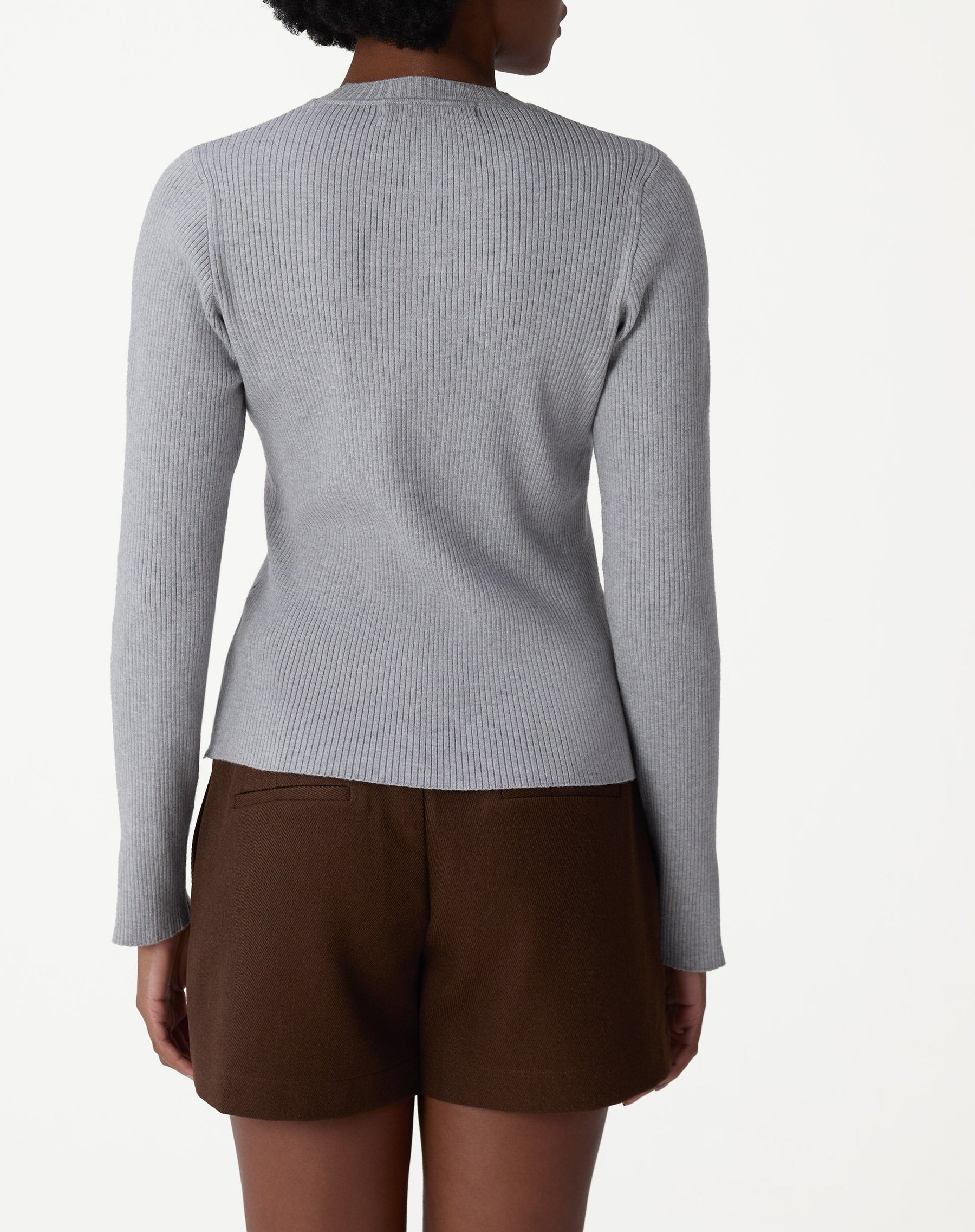 SUÉTER TRICOT GOLA CARECA - CINZA MESCLA