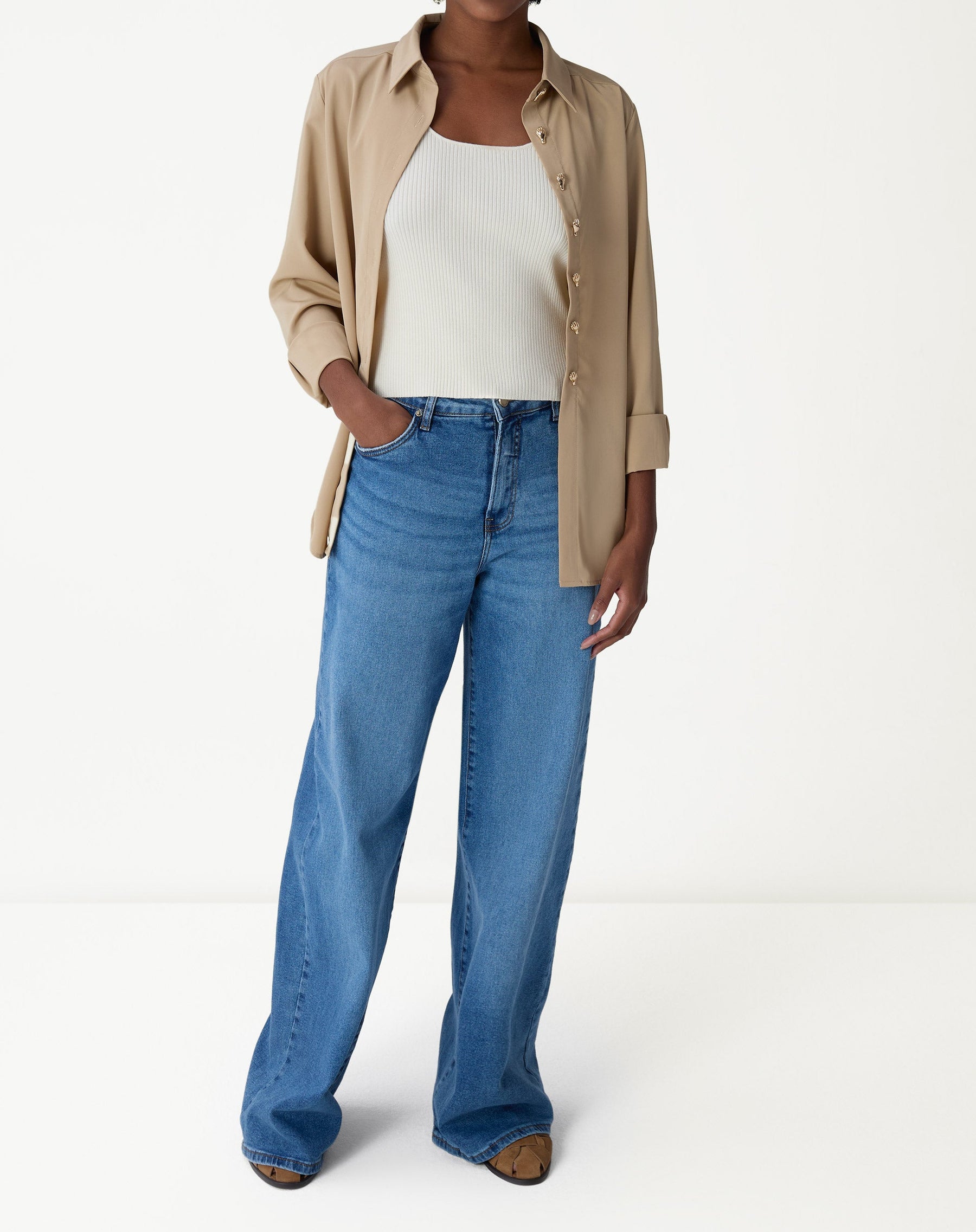 REGATA BÁSICA TRICOT DECOTE U - OFF-WHITE