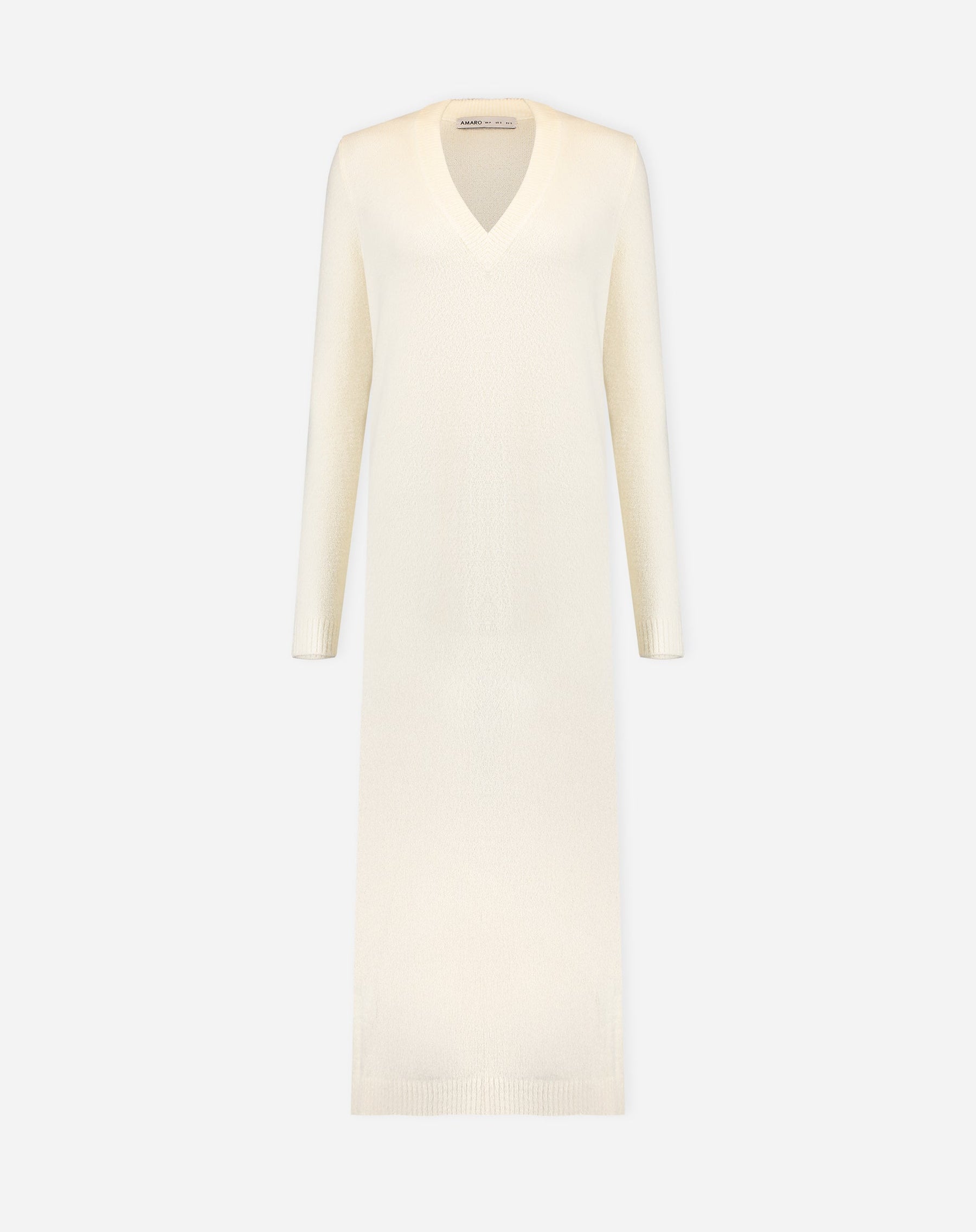 VESTIDO MÍDI TRICOT MANGA LONGA - OFF-WHITE