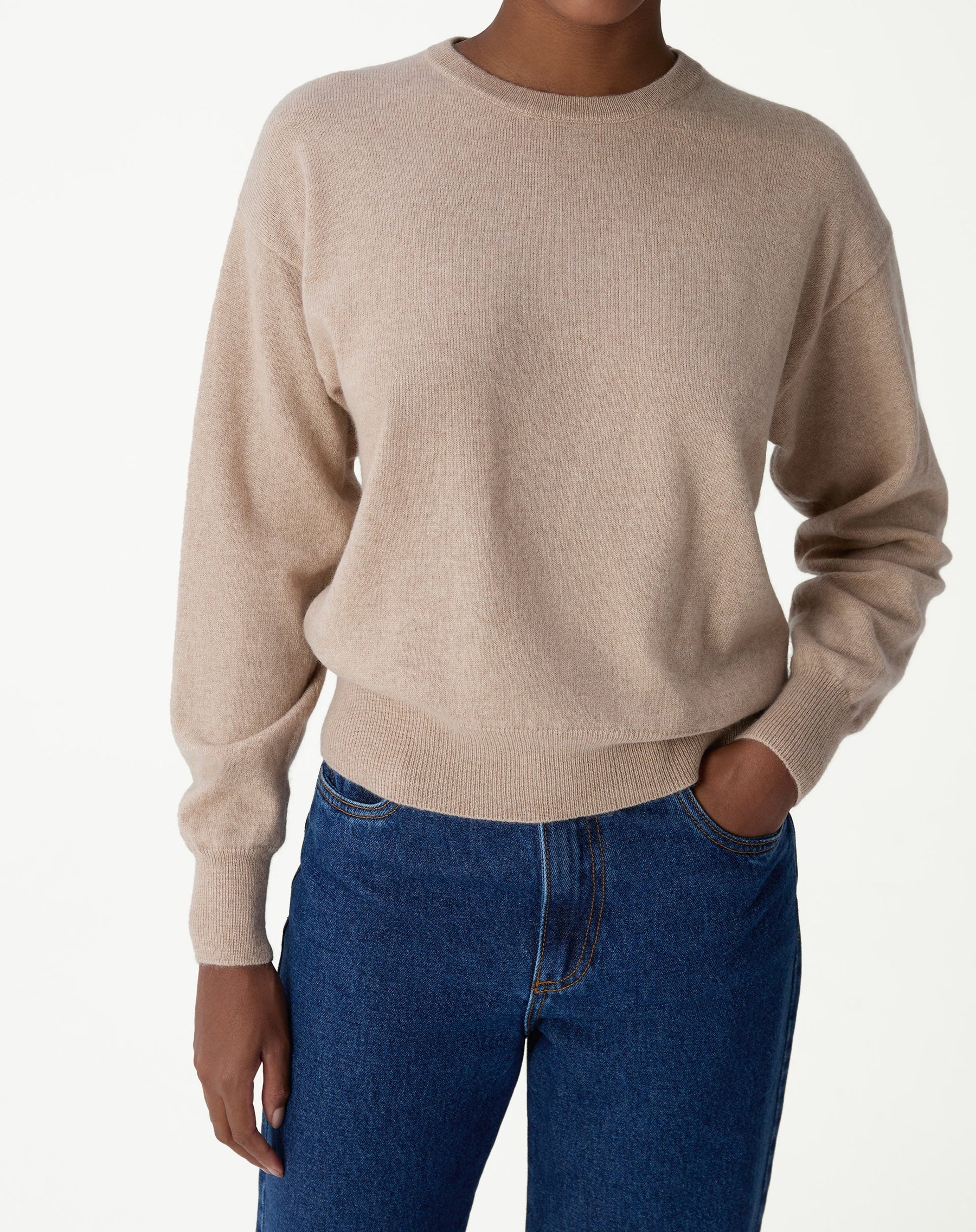 SUÉTER GOLA CARECA DE CASHMERE - CAQUI