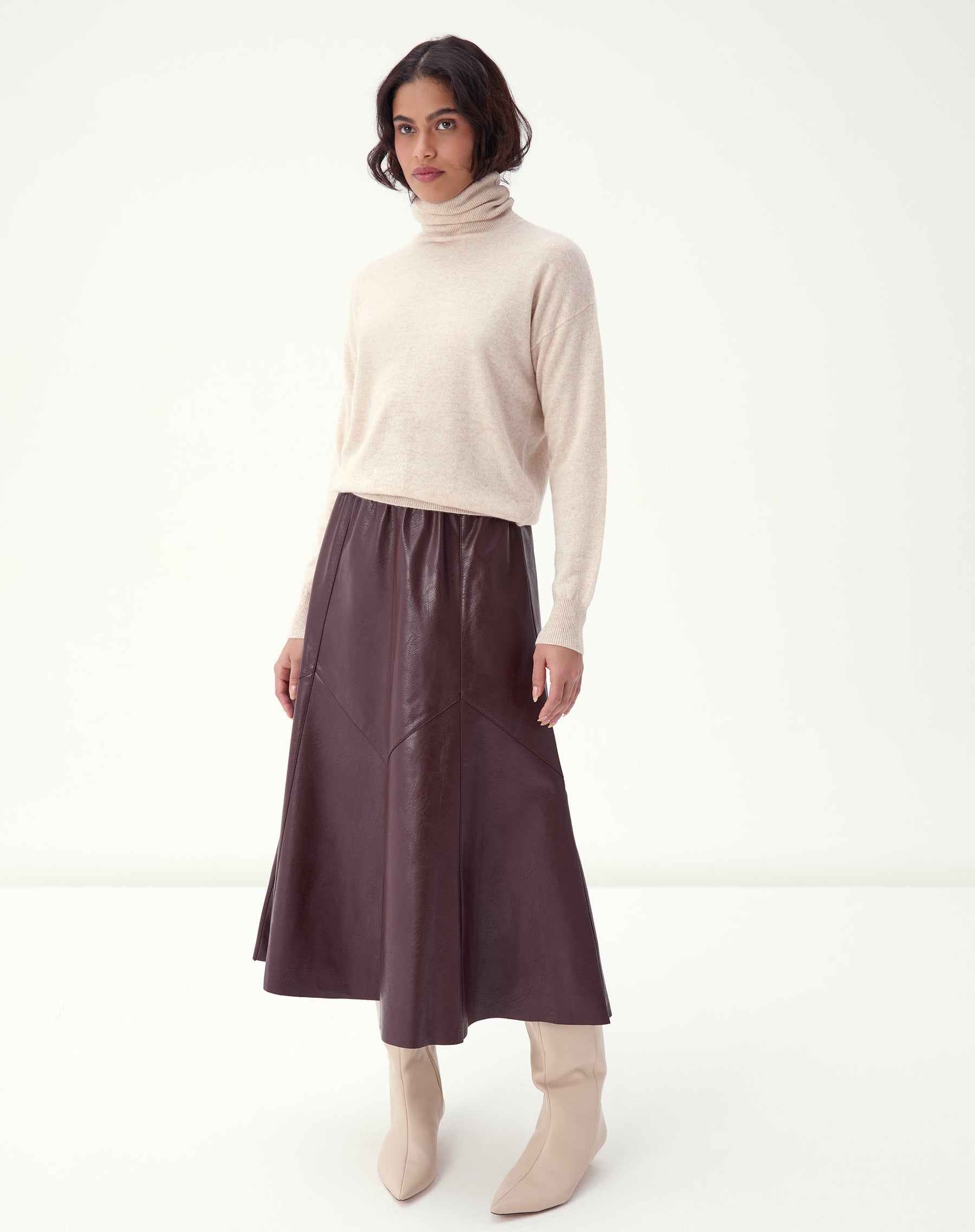 SUÉTER CASHMERE GOLA ALTA - AREIA