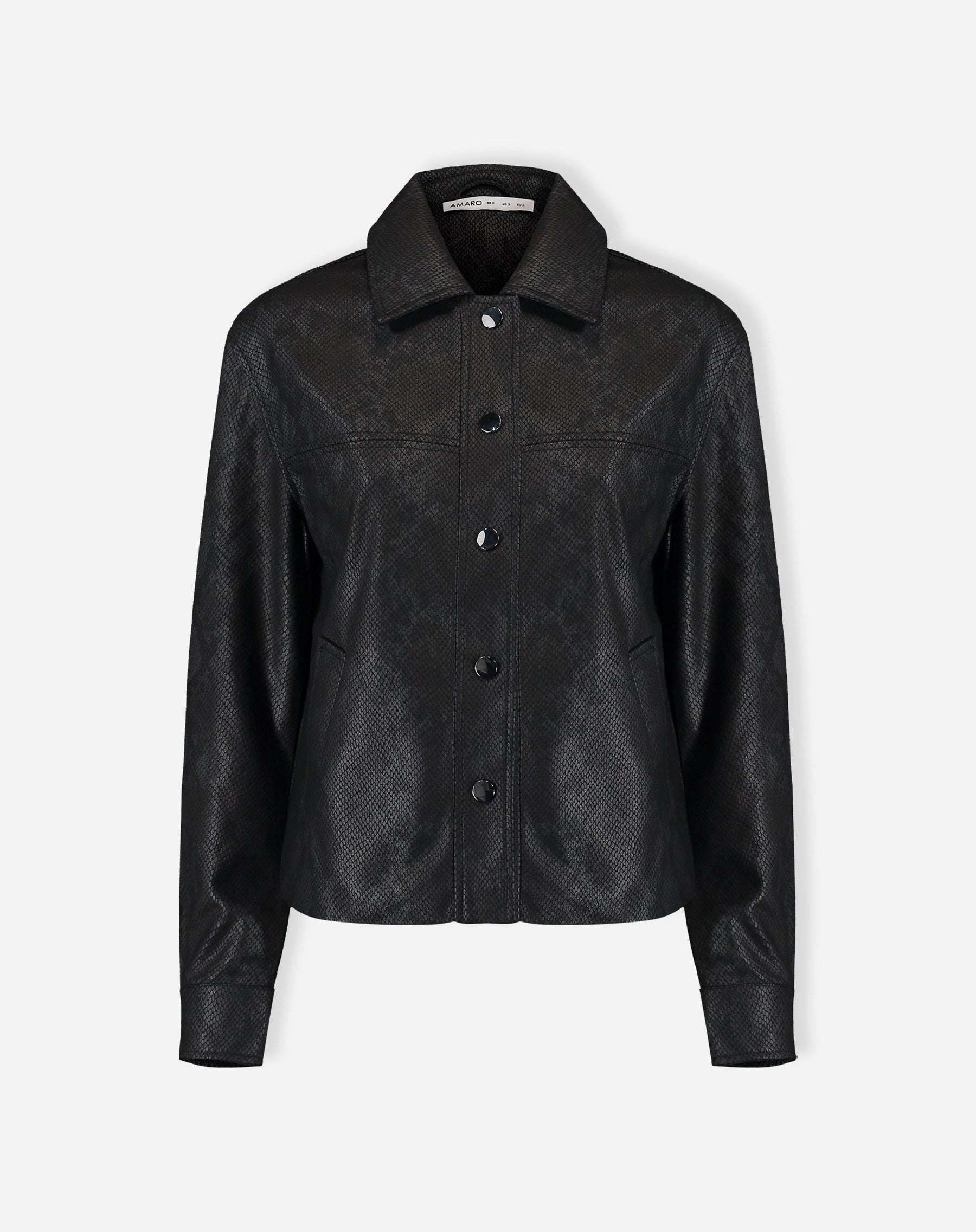 JAQUETA QUADRADA COBRA PU - PRETO