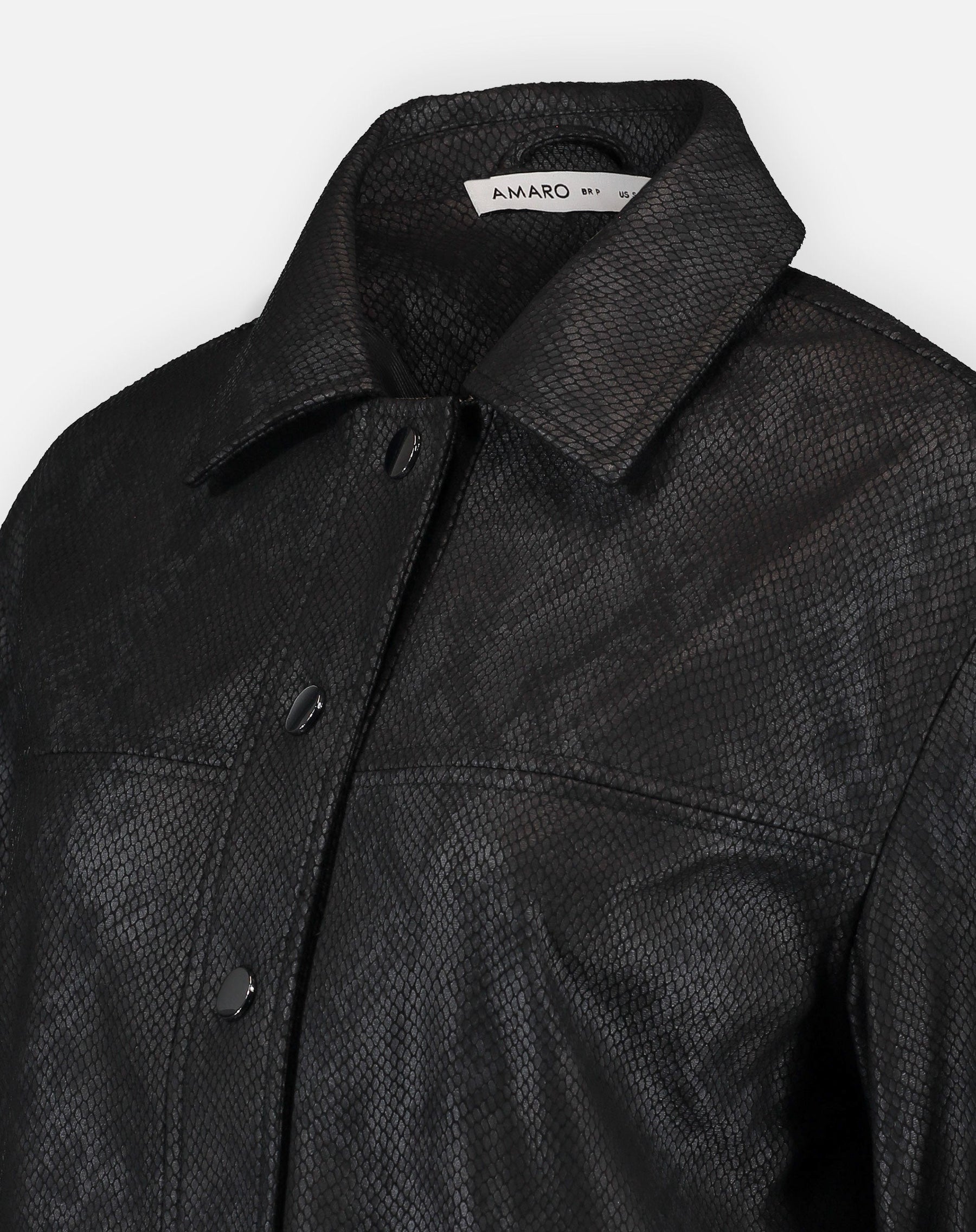 JAQUETA QUADRADA COBRA PU - PRETO