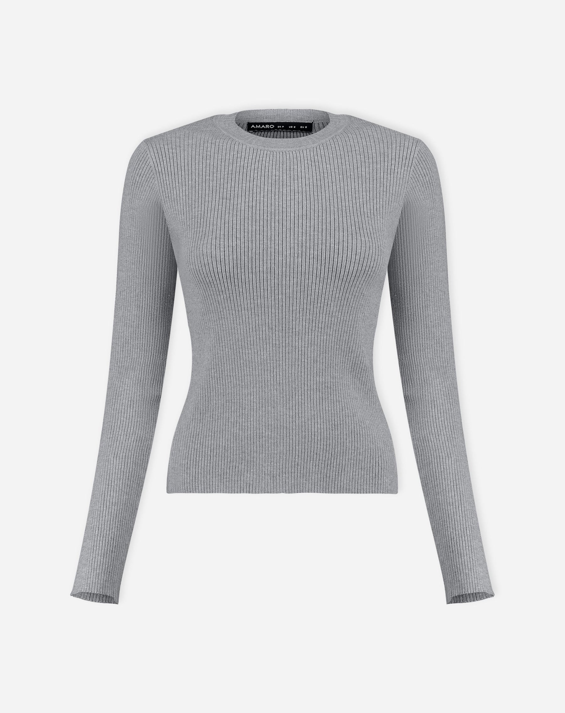 SUÉTER TRICOT GOLA CARECA - CINZA MESCLA