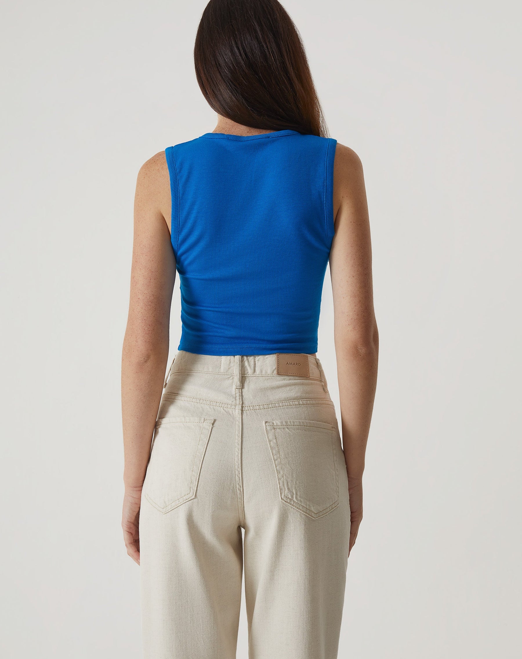 REGATA CURTA DE MALHA - AZUL