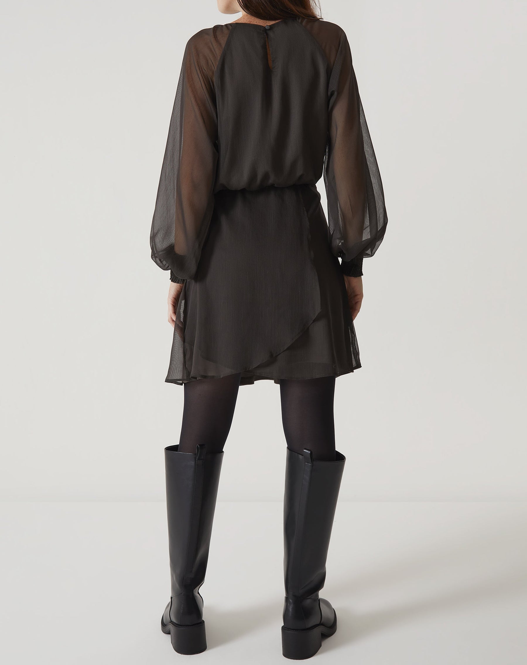 VESTIDO CURTO MANGA LONGA BUFANTE - VERDE