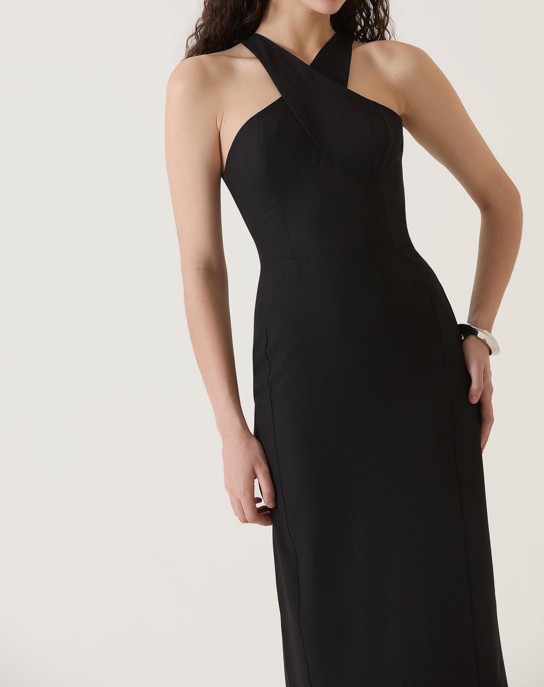 VESTIDO ALÇAS TRANSPASSADAS DE ALFAIATARIA - PRETO