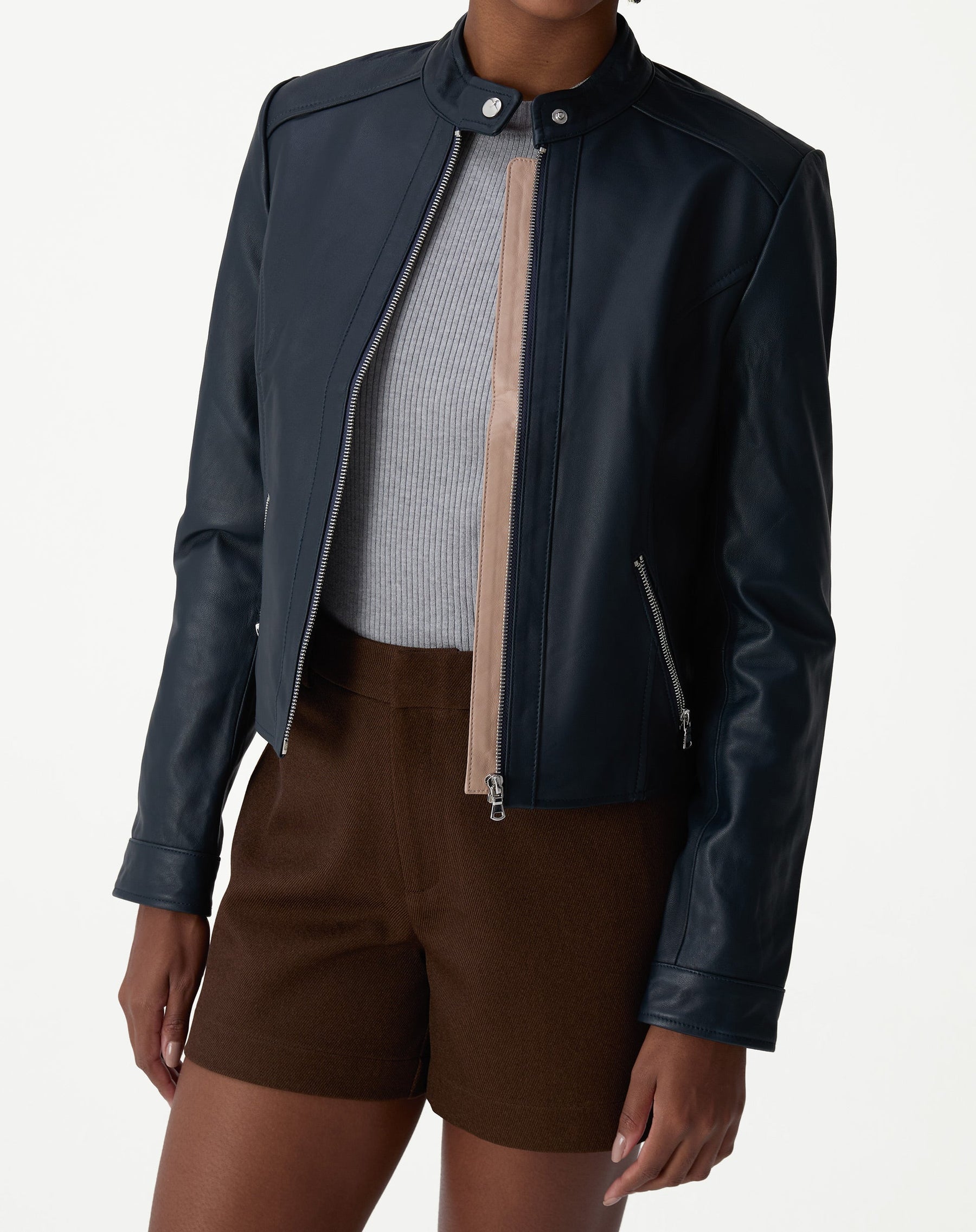 Jaqueta Couro Pelica Essential - Azul Marinho