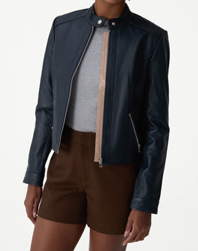 Jaqueta Couro Pelica Essential - Azul Marinho