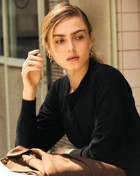 SUÉTER GOLA CARECA DE CASHMERE - PRETO