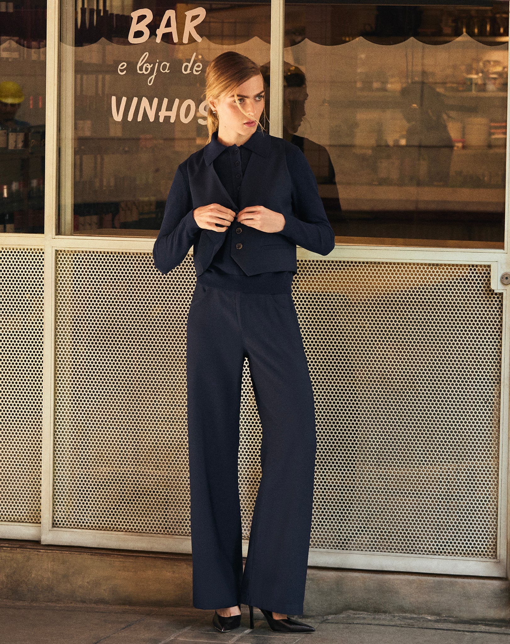 SUÉTER GOLA POLO MANGA LONGA TRICOT - AZUL MARINHO