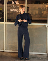 SUÉTER GOLA POLO MANGA LONGA TRICOT - AZUL MARINHO