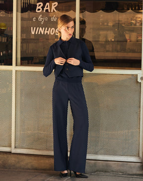 SUÉTER GOLA POLO MANGA LONGA TRICOT - AZUL MARINHO