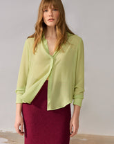 CAMISA MANGA LONGA COM TRANSPARÊNCIA - VERDE