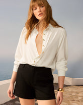 CAMISA ALONGADA COM FENDA - OFF-WHITE