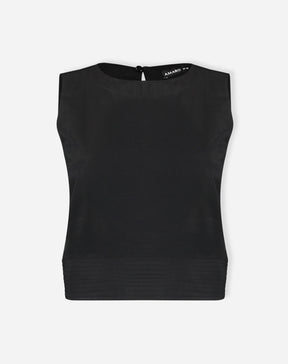 Top Cropped Alfaiataria Decote Redondo - Preto