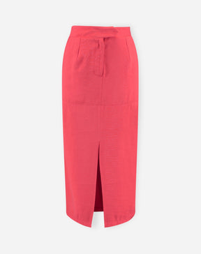 SAIA MIDI COM FENDA FRONTAL ALFAIATARIA - CORAL