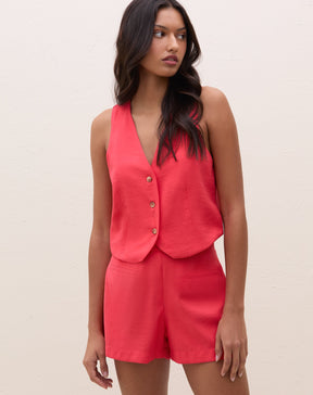 COLETE ALFAIATARIA DECOTE V - CORAL